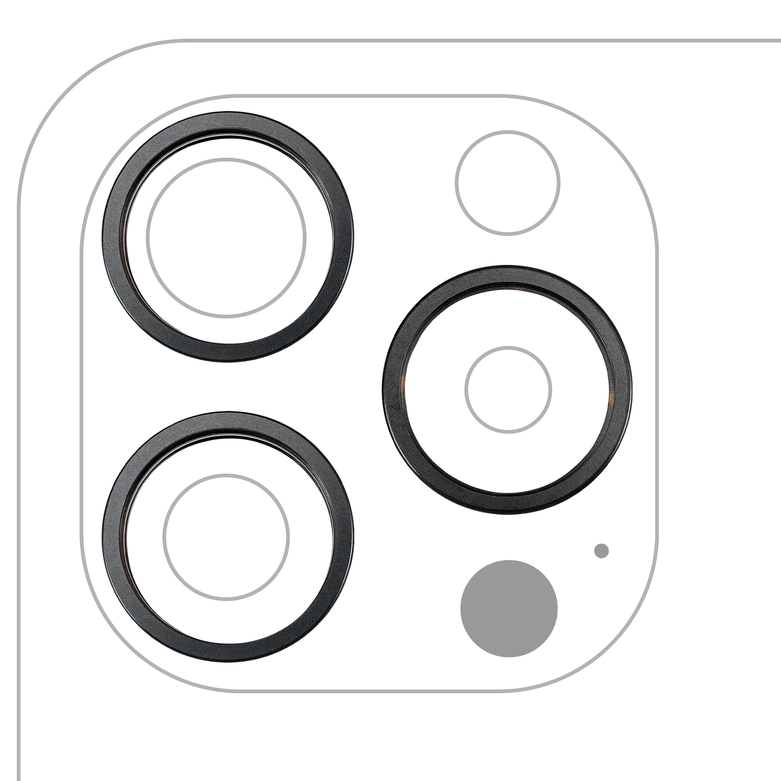 Only Rear Camera Lens Ring for iPhone 15 Pro Max (Black Titanium) (3-Pack)