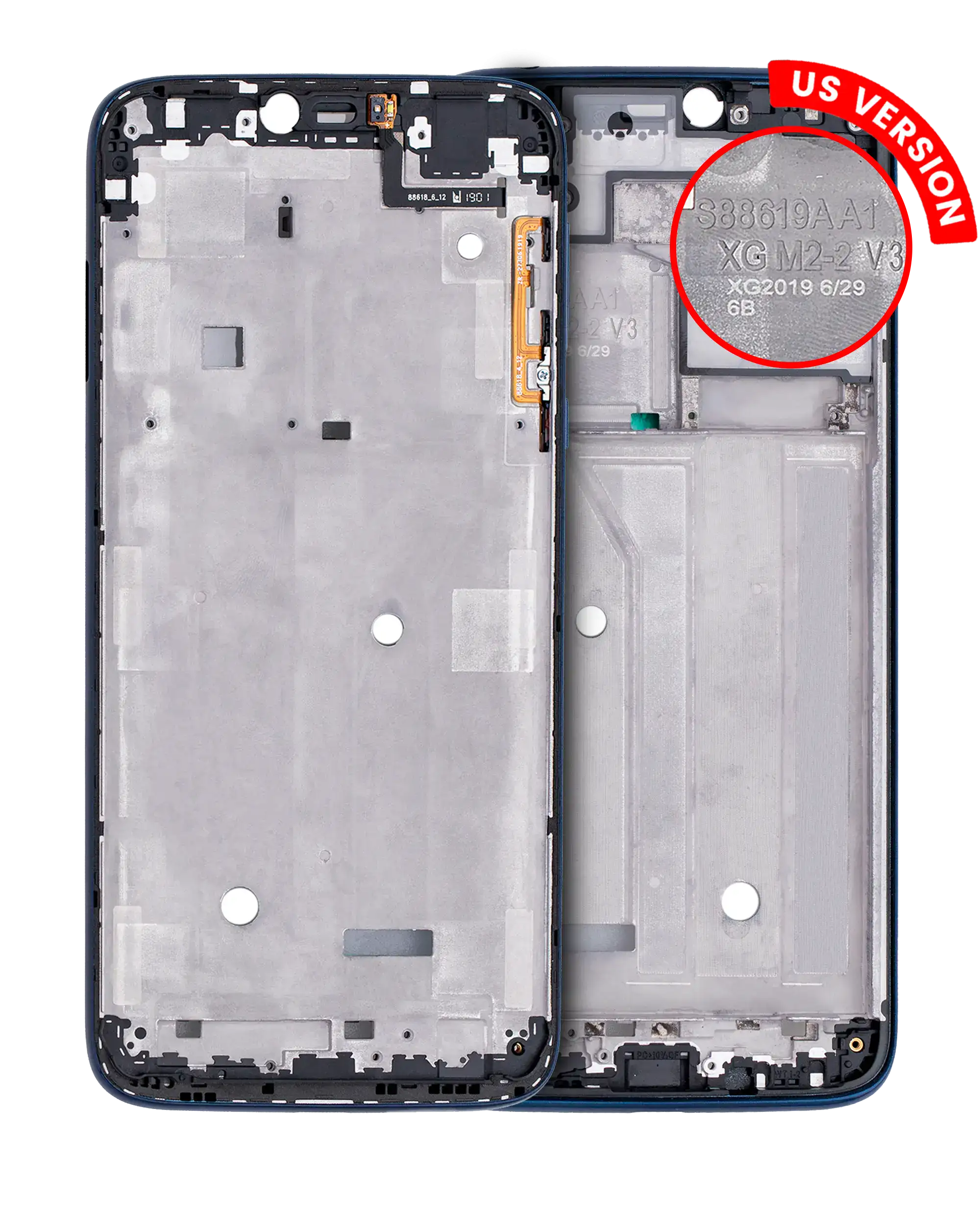 Midframe/Frame + LCD Frame for Motorola Moto G7 Power (XT1955 / 2019) (US Version) (Marine Blue) (2-Piece Set)
