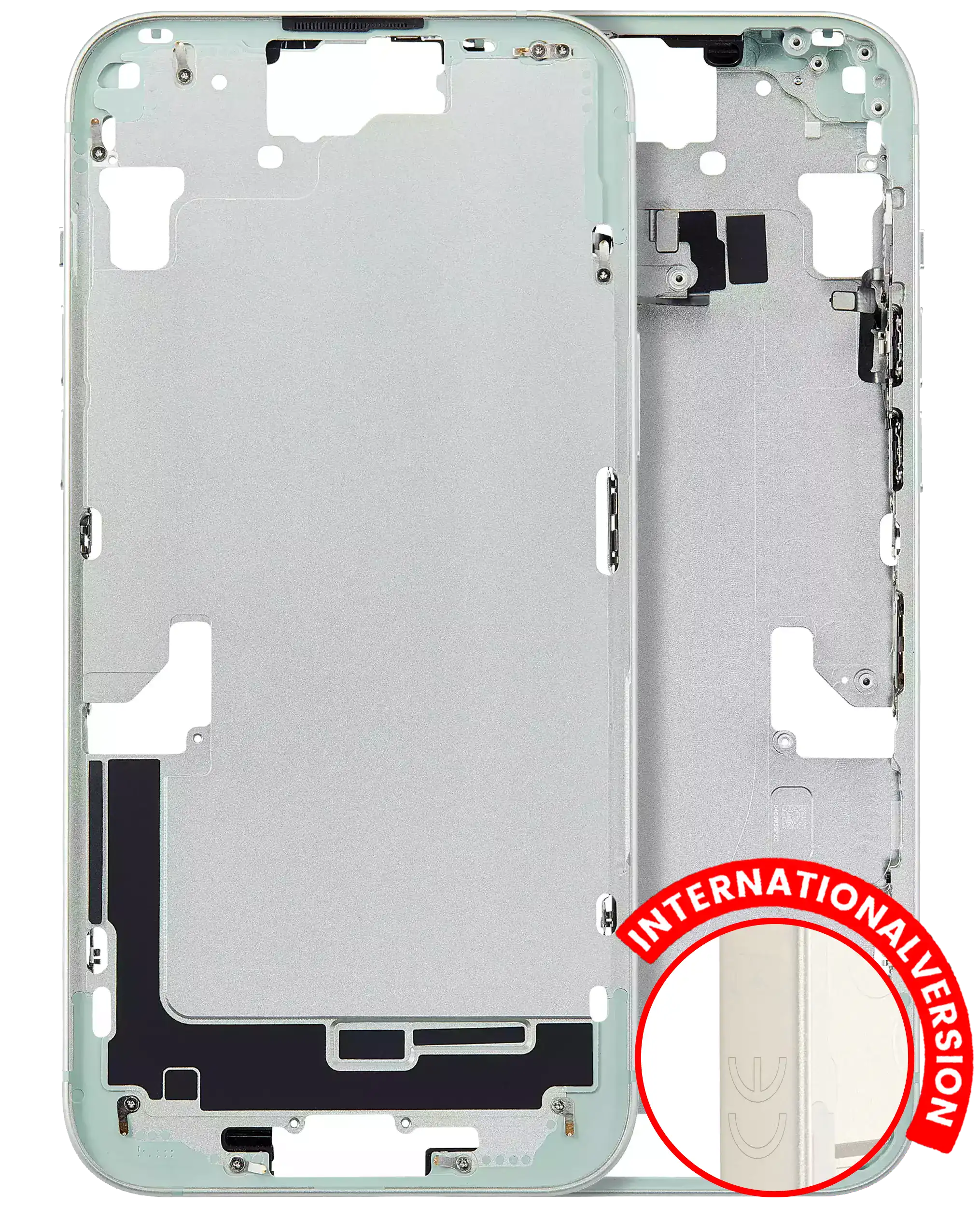 iPhone 15 Plus Midframe/Rahmen mit Kleinteilen Grün Aftermarket Plus