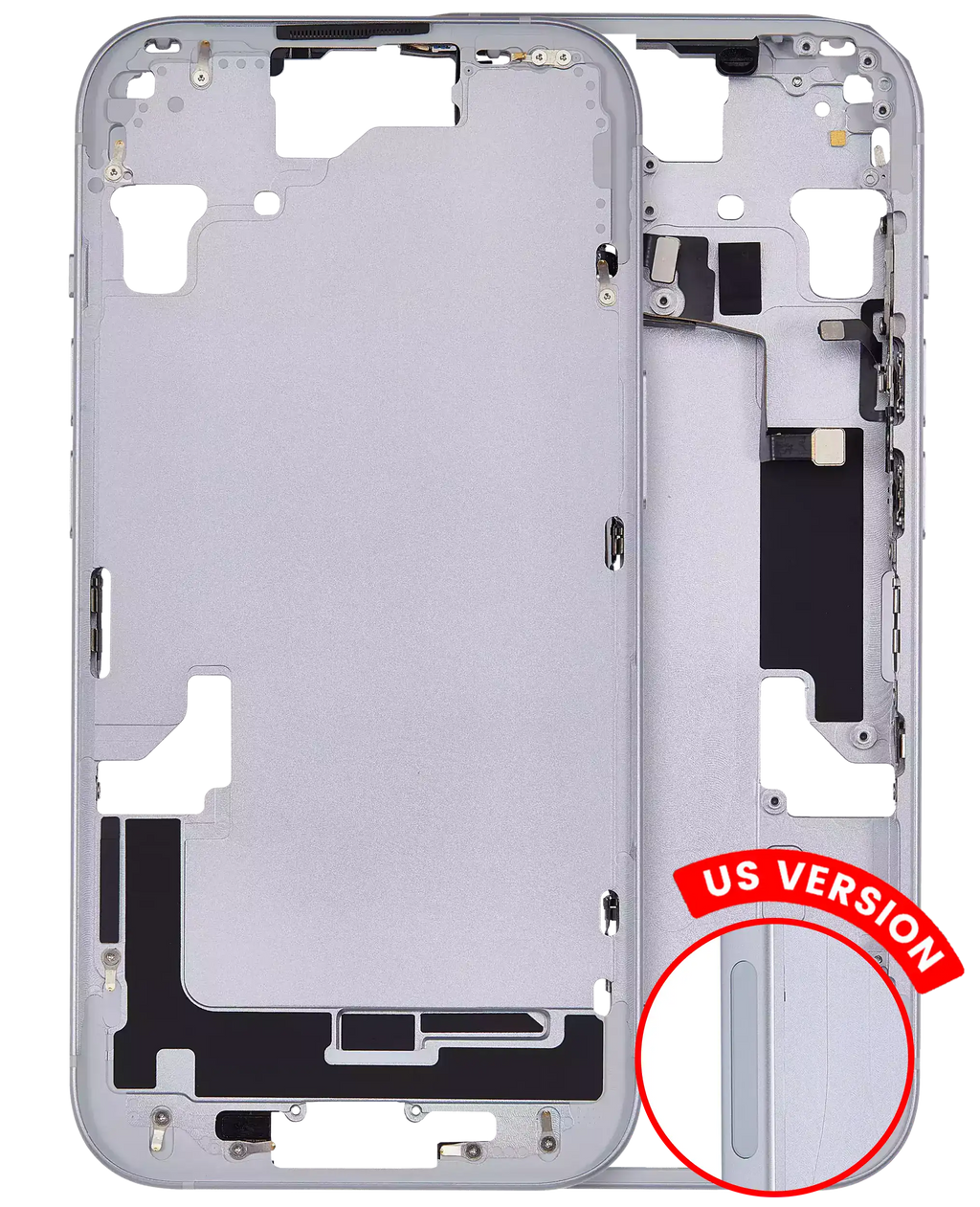 Midframe/Frame with Small Parts for iPhone 15 (US Version) (Aftermarket Plus) (Blue)