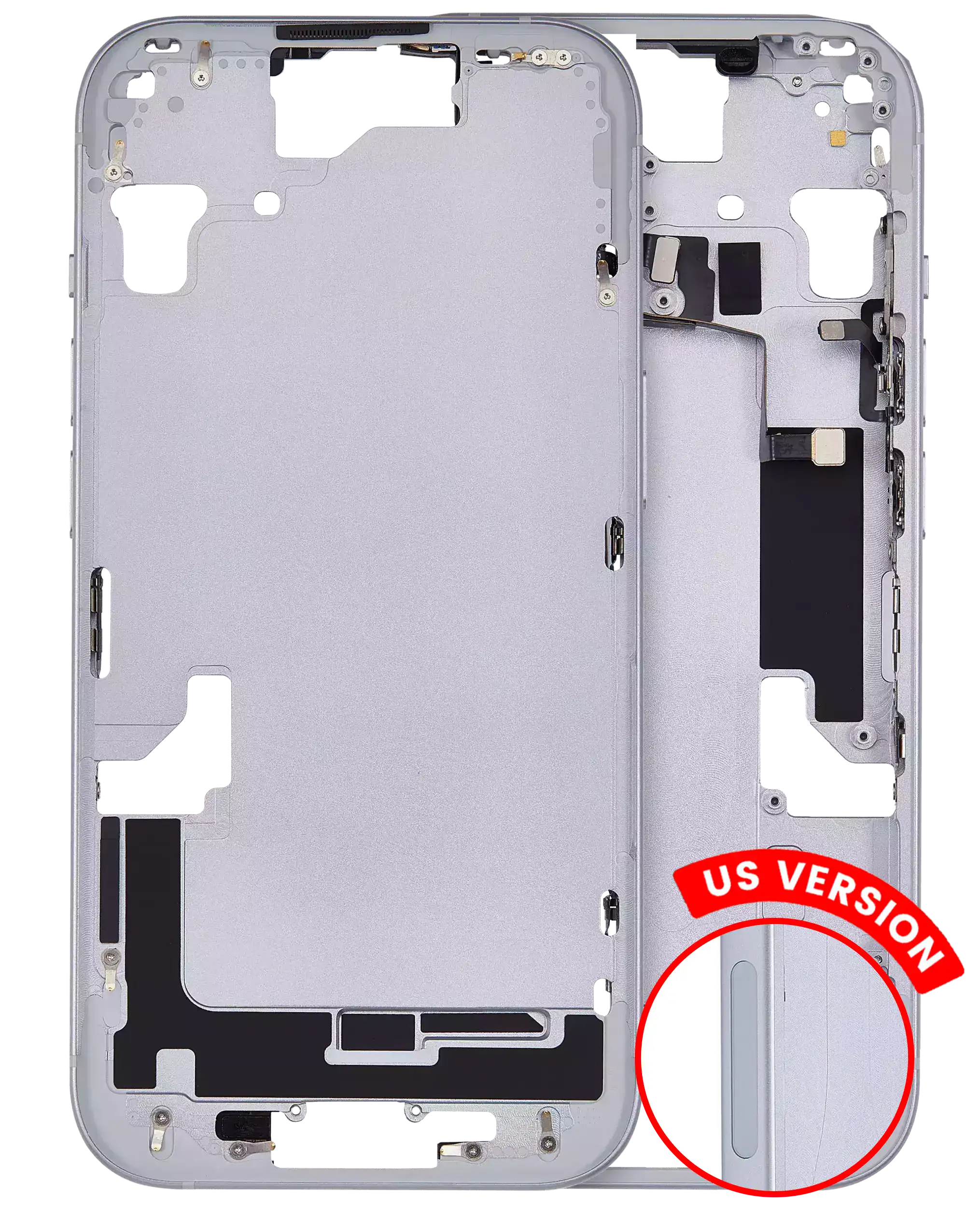 Midframe/Frame with Small Parts for iPhone 15 (US Version) (Aftermarket Plus) (Blue)