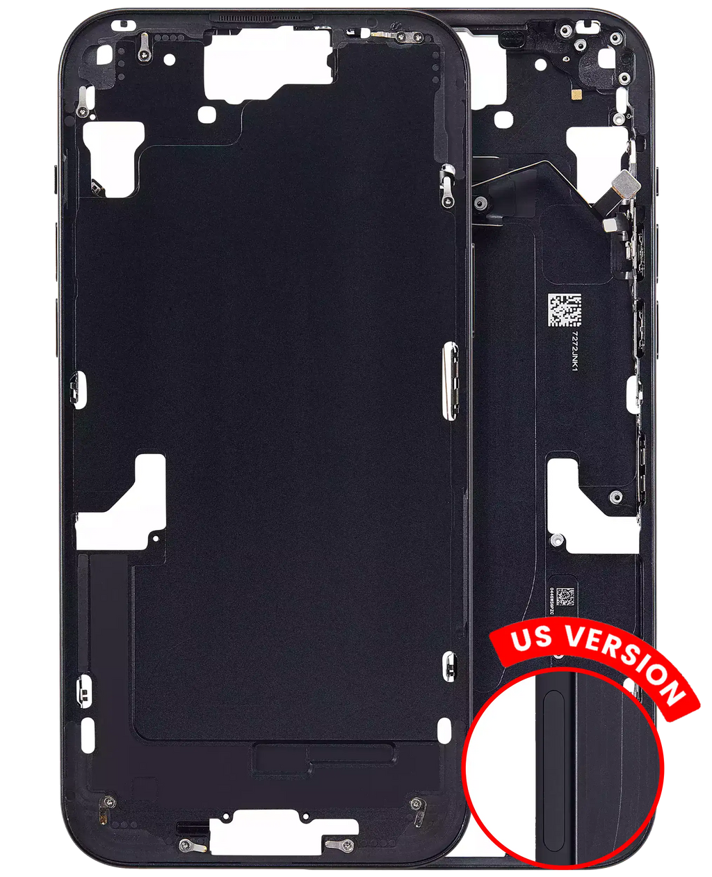 Midframe/Frame with Small Parts for iPhone 15 Plus (US Version) (Aftermarket Plus) (Black)