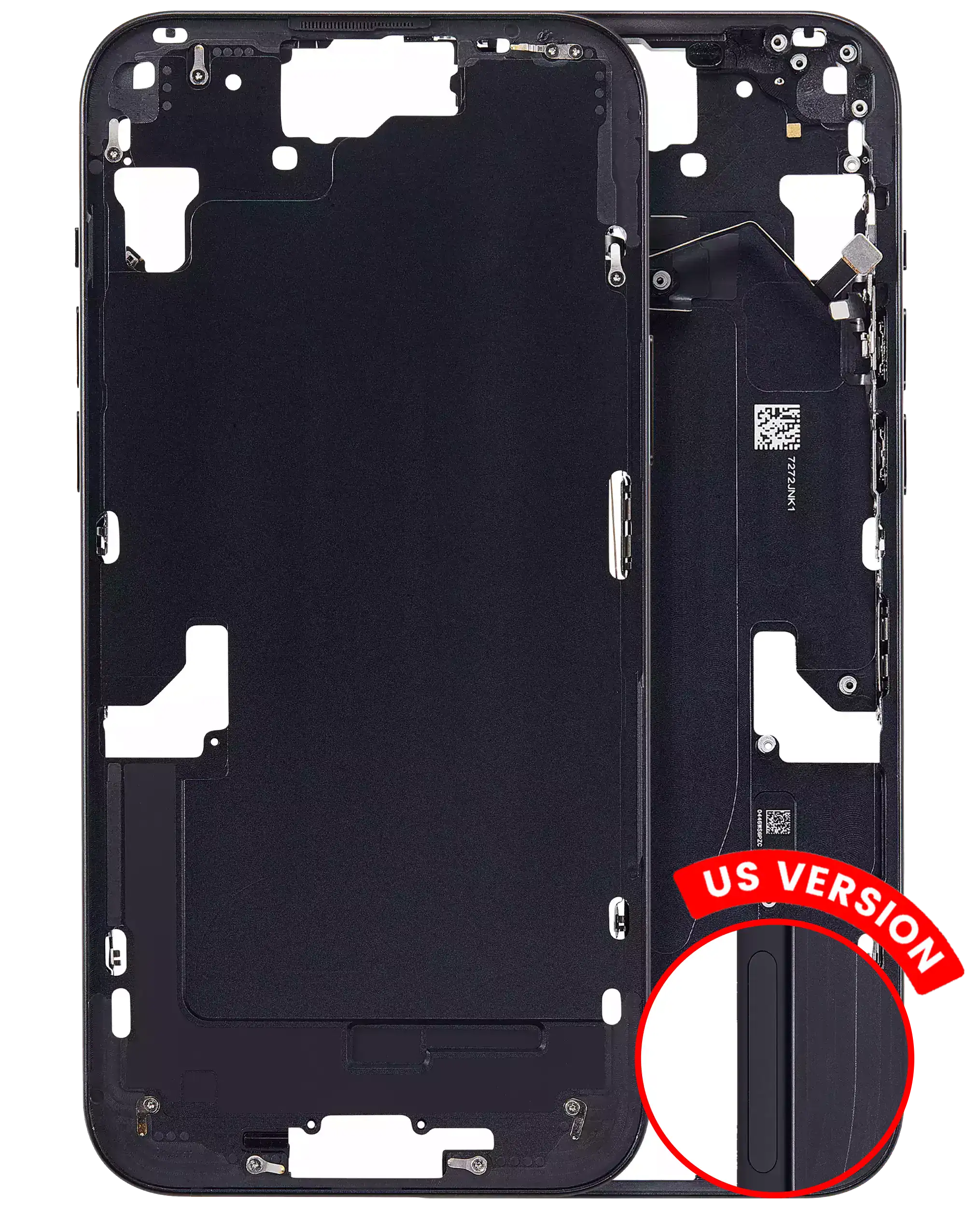 Midframe/Frame with Small Parts for iPhone 15 Plus (US Version) (Aftermarket Plus) (Black)