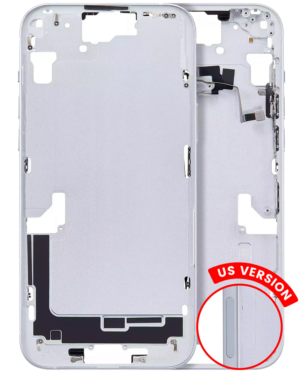 iPhone 15 Plus Midframe/Rahmen mit Kleinteilen US Aftermarket Plus Blau