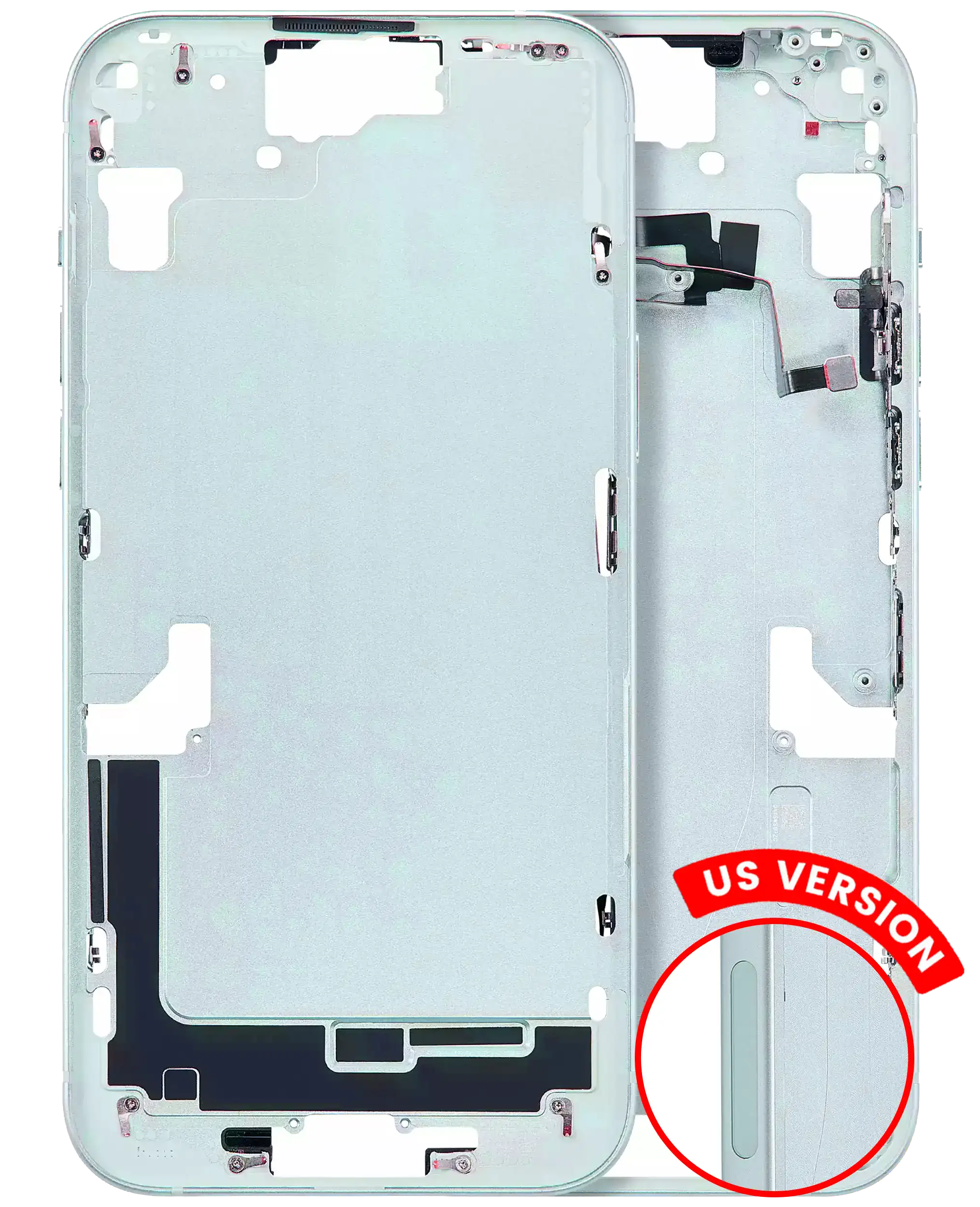 Midframe/Frame with Small Parts for iPhone 15 Plus (US Version) (Aftermarket Plus) (Green)
