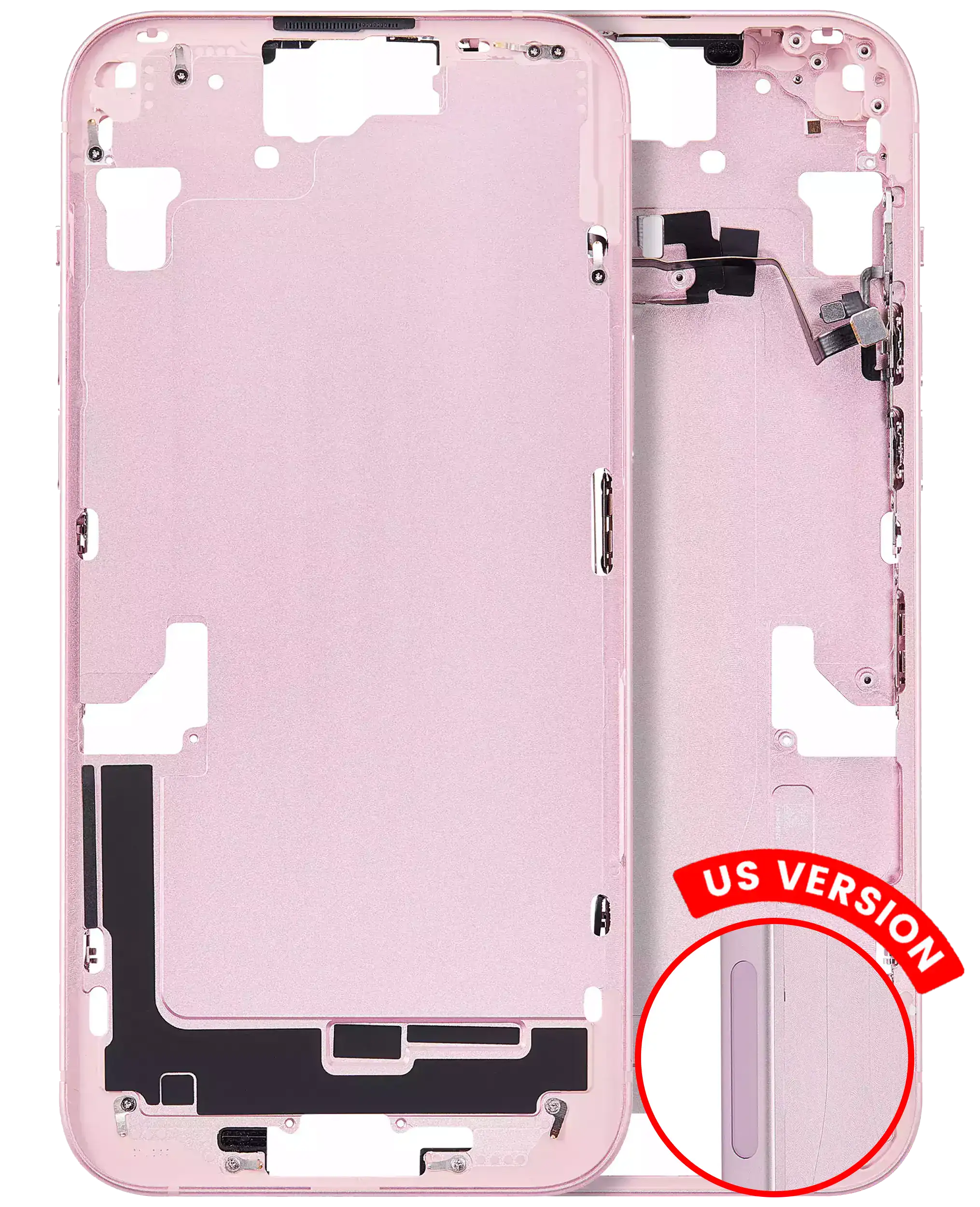 Midframe/Rahmen mit Kleinteilen iPhone 15 Plus Pink Aftermarket Plus US