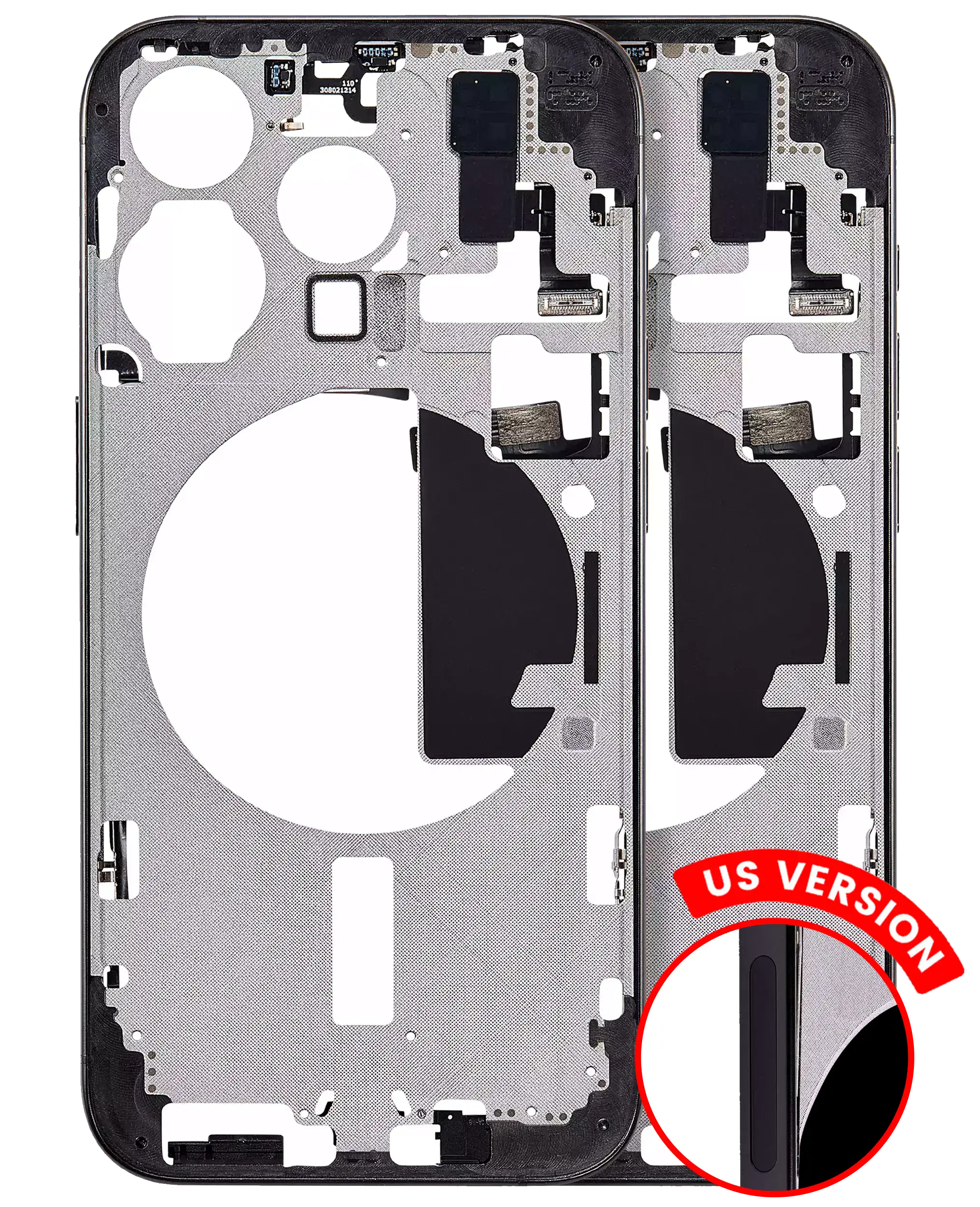 Midframe/Rahmen mit Kleinteilen iPhone 15 Pro Schwarz Titanium Aftermarket Plus