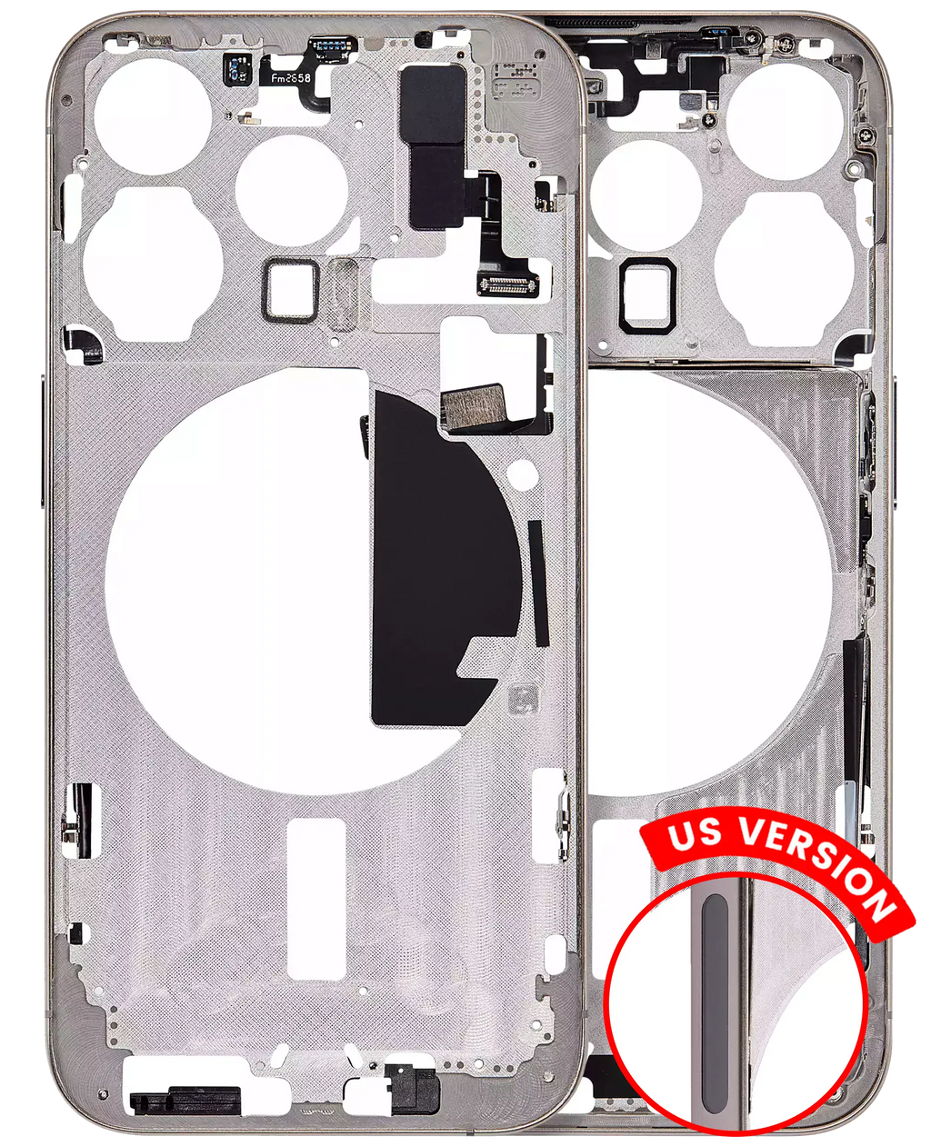Midframe/Rahmen mit Small Parts für iPhone 15 Pro (US-Version) (Aftermarket Plus) (Natural Titanium)