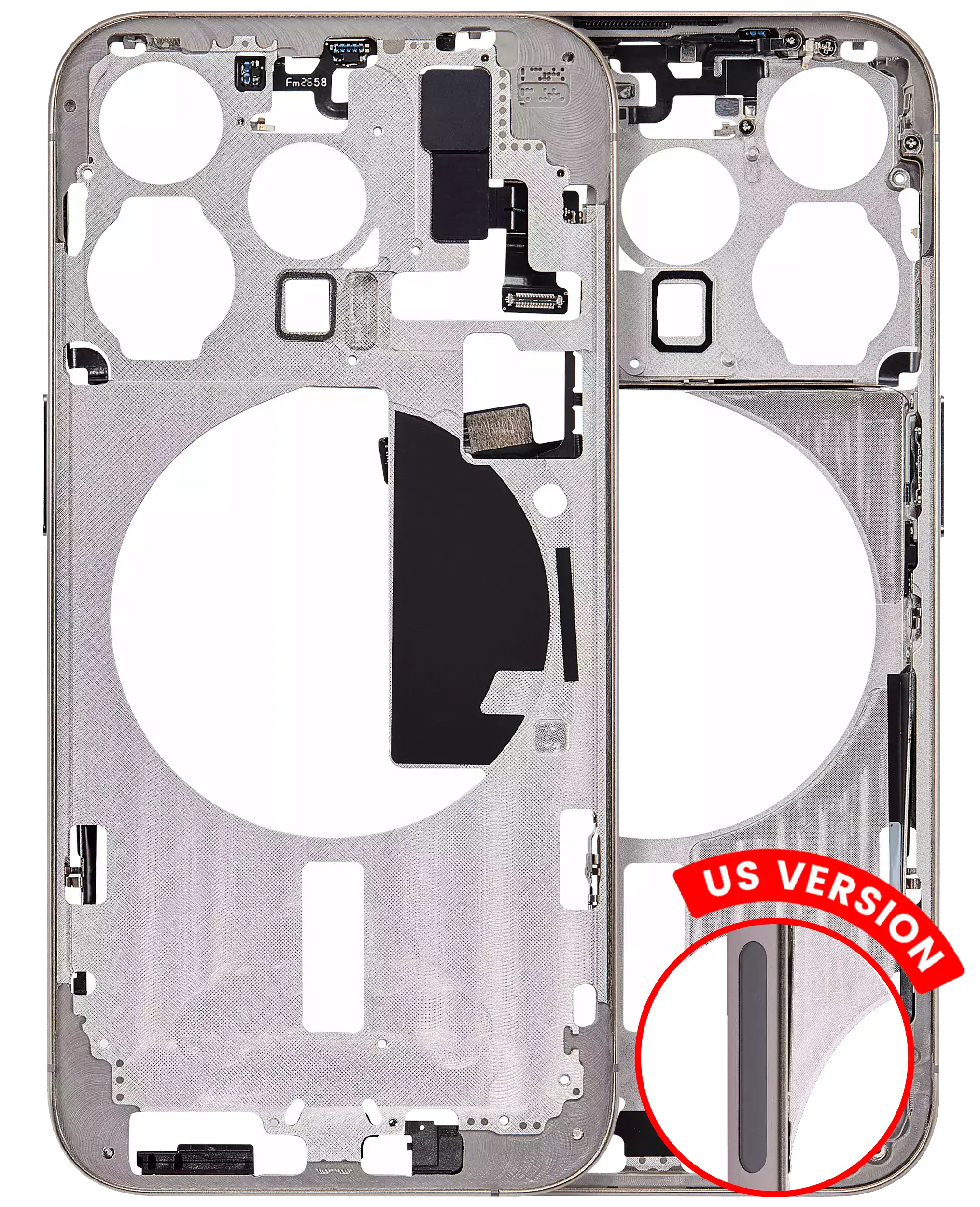 Midframe/Rahmen mit Small Parts für iPhone 15 Pro (US-Version) (Aftermarket Plus) (Natural Titanium)