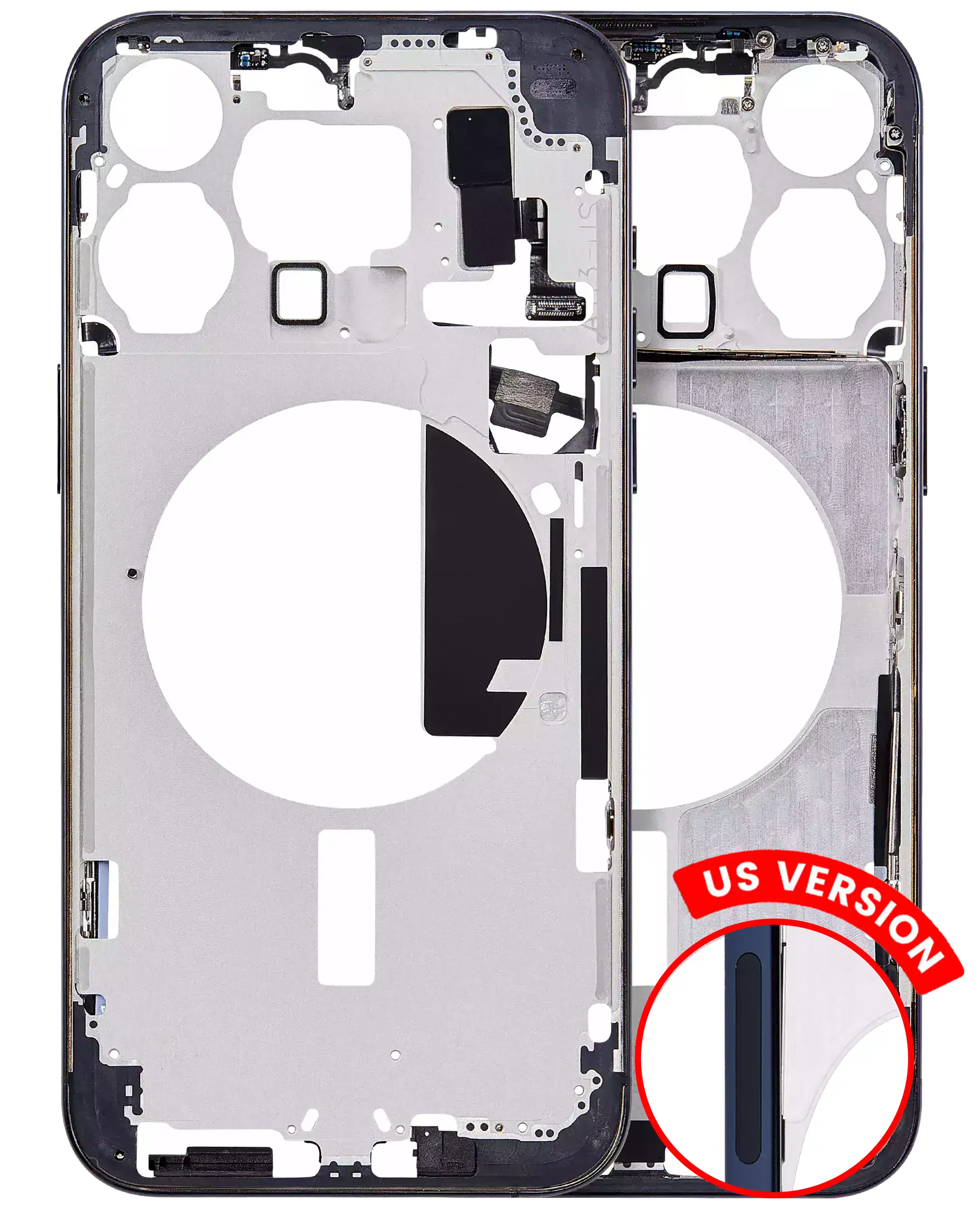 Midframe/Rahmen m. Kleinteilen iPhone 15 Pro Max US Blau Titanium Aftermarket Pl