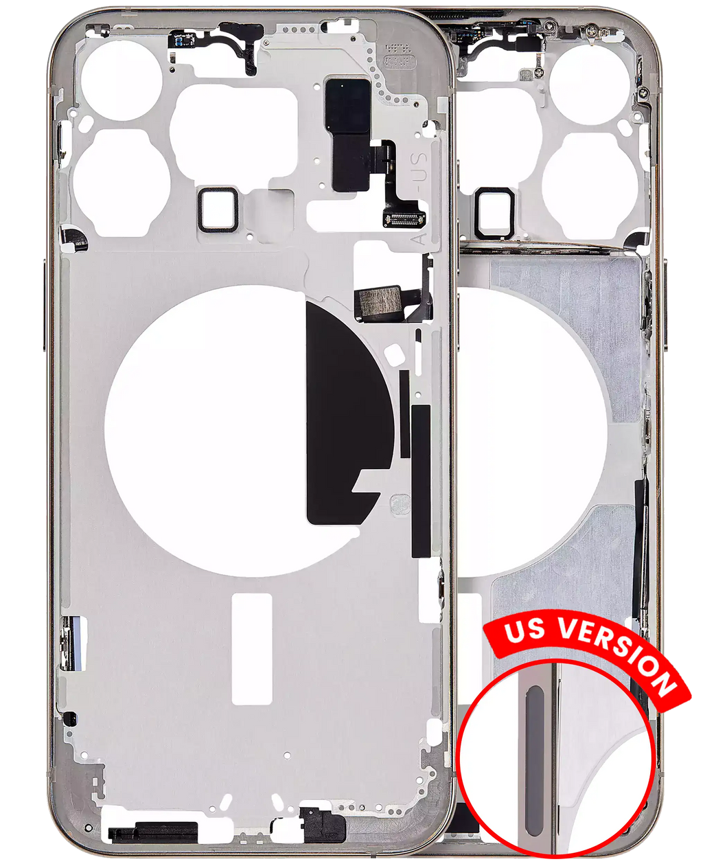 Midframe/Rahmen m. Kleinteilen f. iPhone 15 Pro Max, Titanium, Aftermarket+