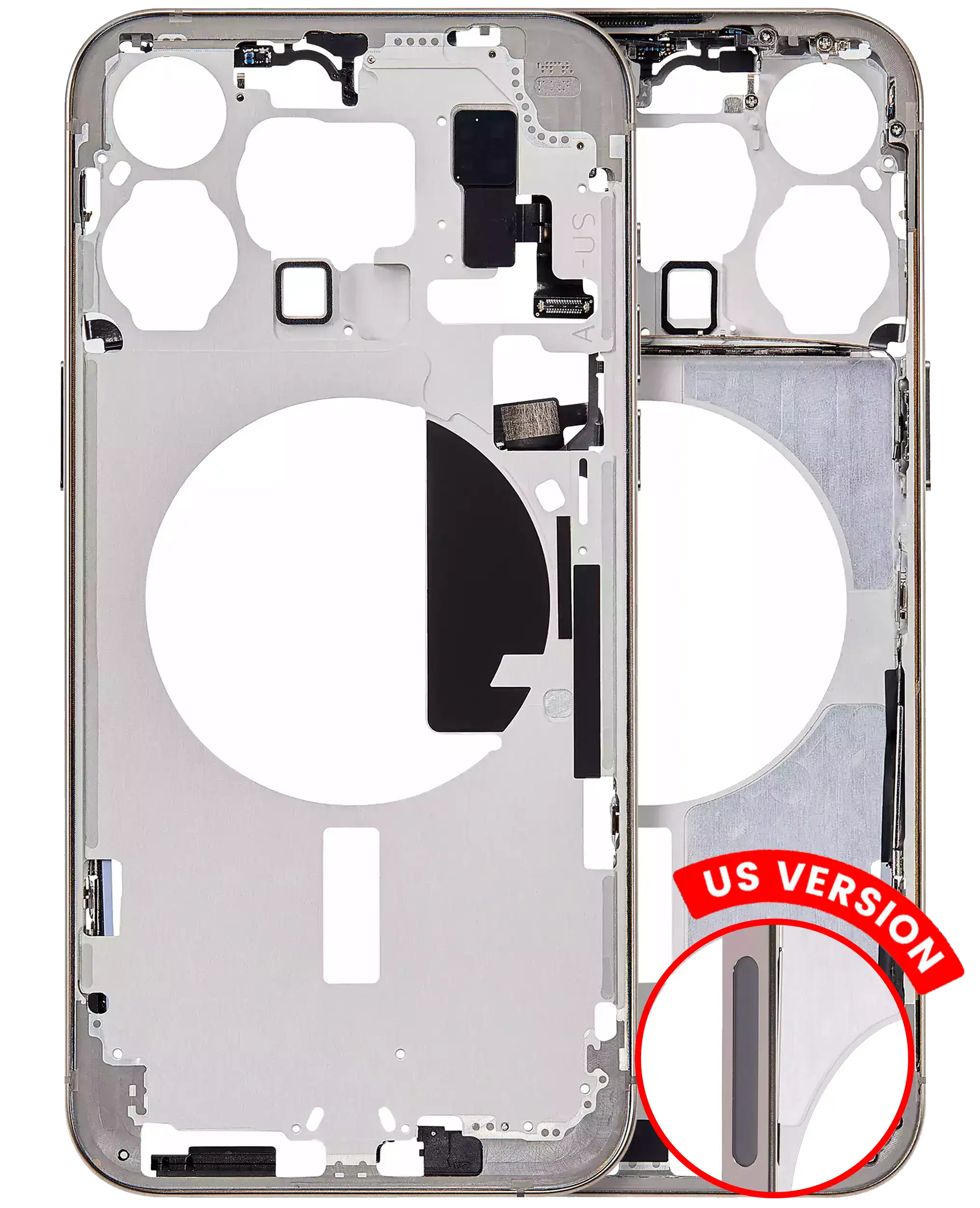 Midframe/Rahmen m. Kleinteilen f. iPhone 15 Pro Max, Titanium, Aftermarket+