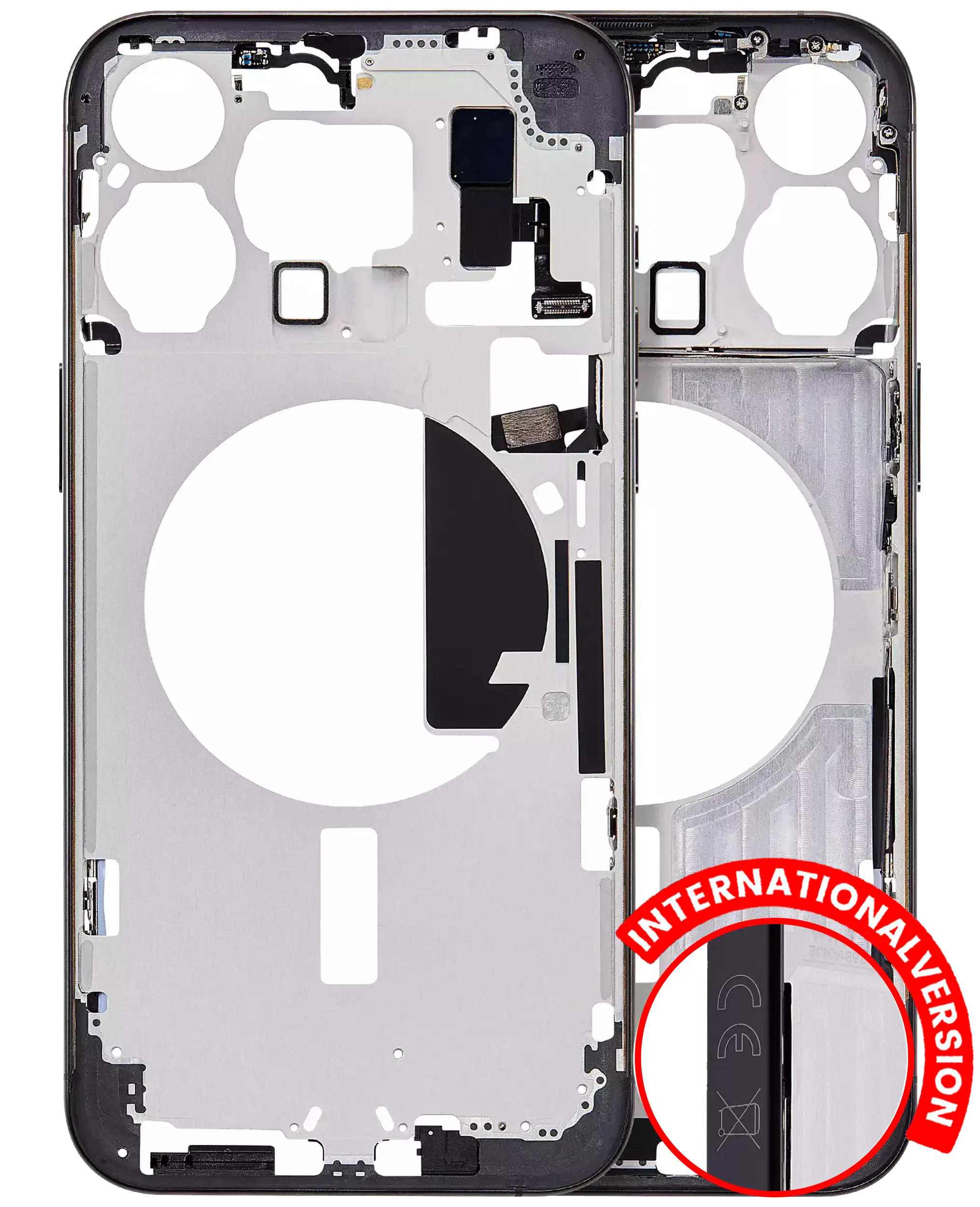 Rahmen mit Kleinteilen iPhone 15 Pro Max Schwarz Titanium Aftermarket Plus