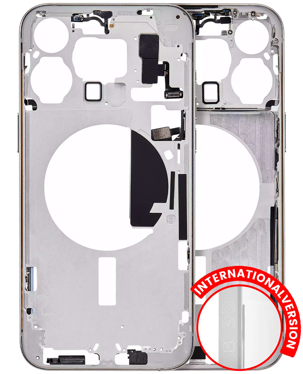 iPhone 15 Pro Max Midframe/Rahmen(Weiß Titanium) Aftermarket Plus m. Kleinteilen