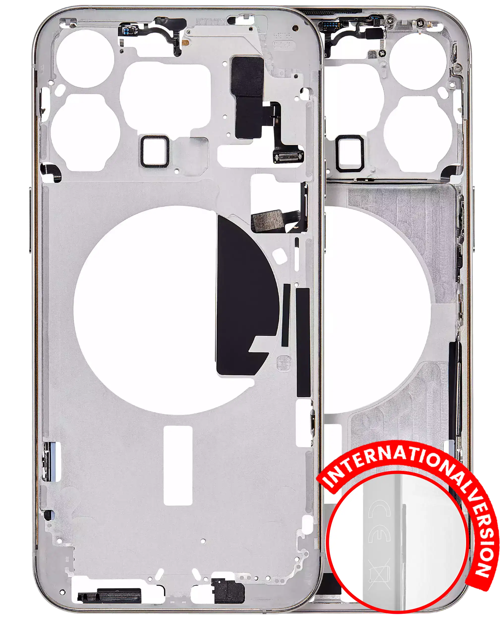 iPhone 15 Pro Max Midframe/Rahmen(Weiß Titanium) Aftermarket Plus m. Kleinteilen