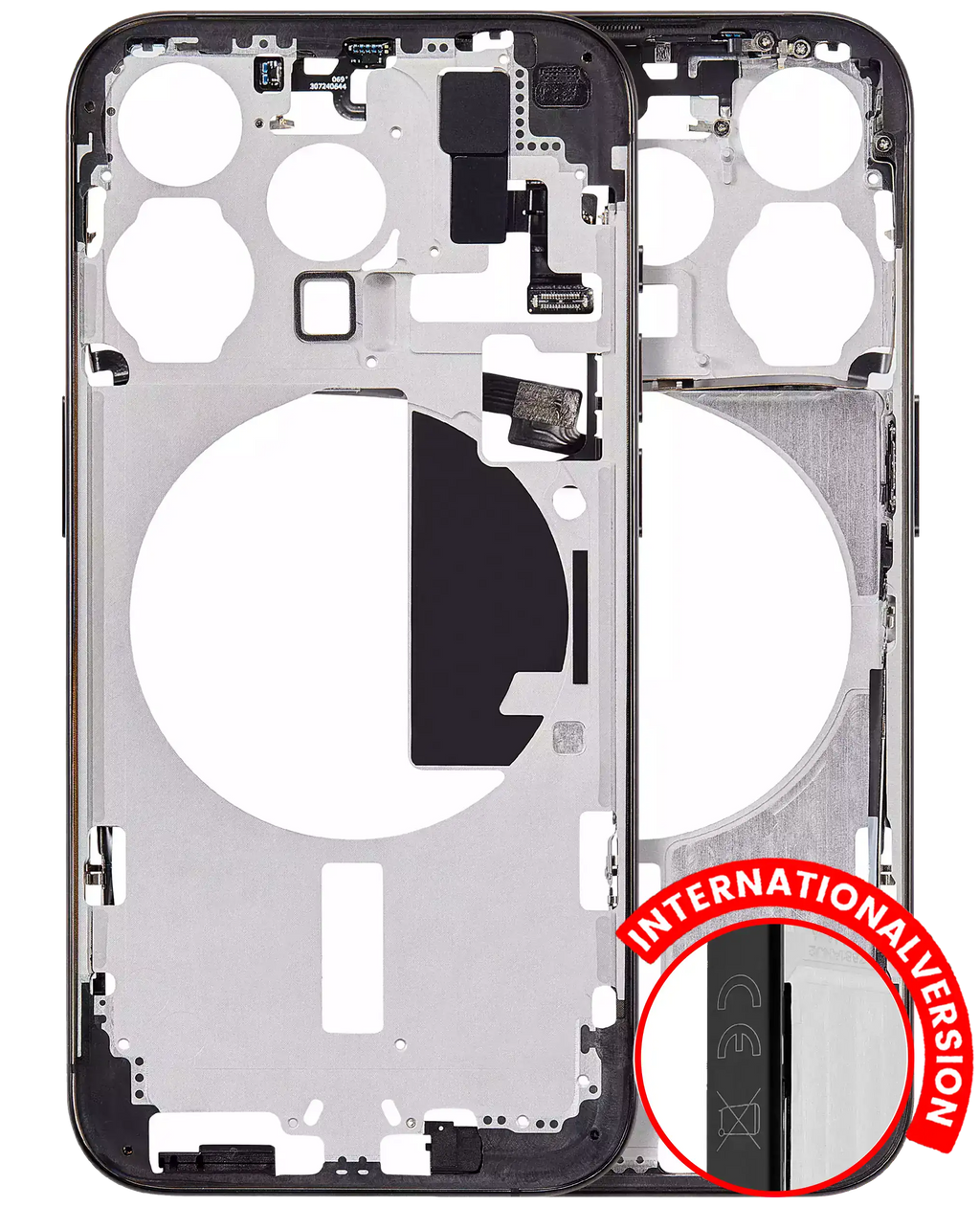 Midframe/Frame with Small Parts for iPhone 15 Pro (EU / Global Version) (Aftermarket Plus) (Black Titanium)
