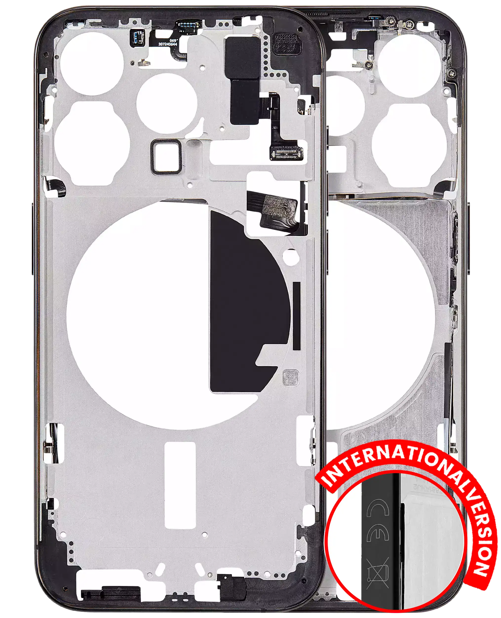 Midframe/Frame with Small Parts for iPhone 15 Pro (EU / Global Version) (Aftermarket Plus) (Black Titanium)