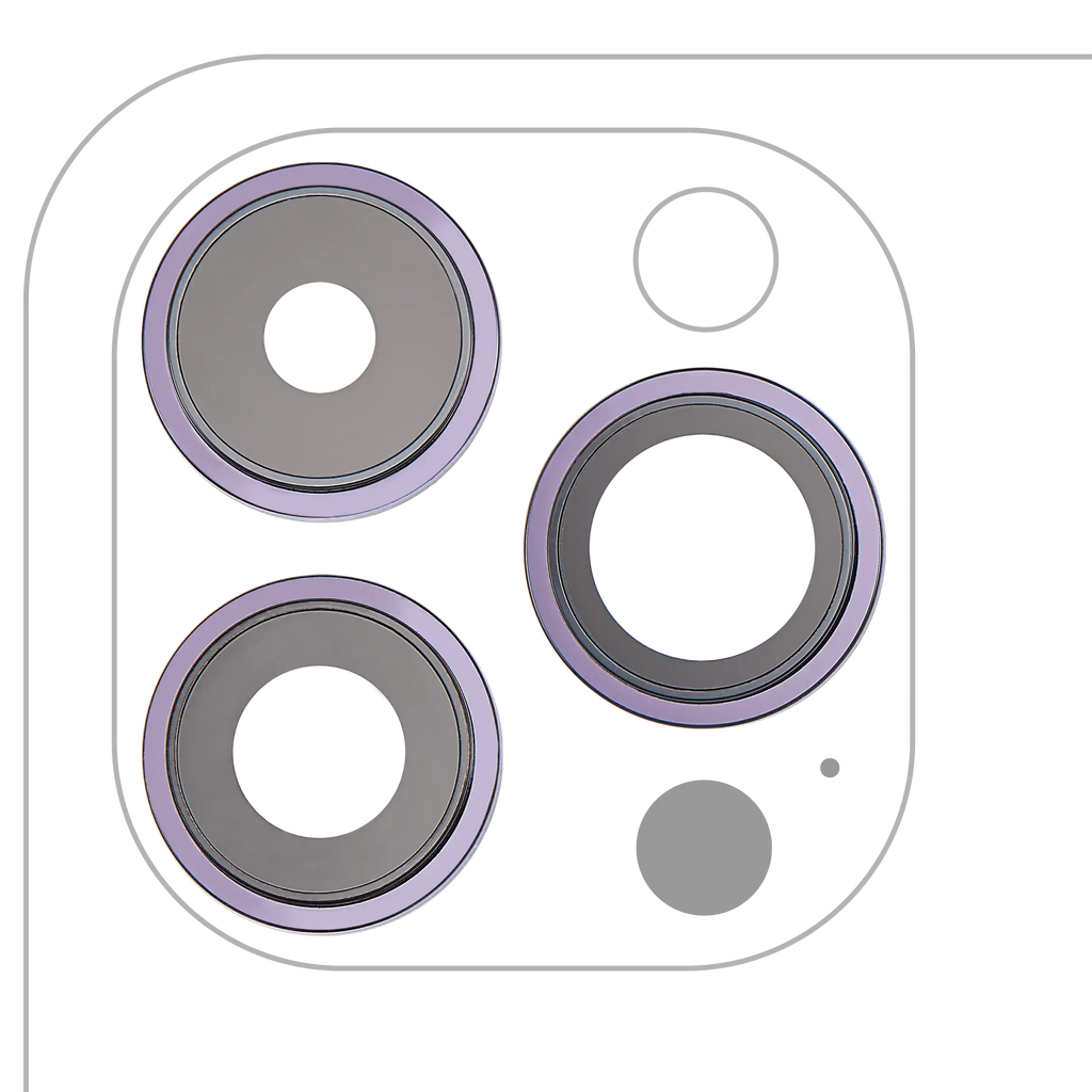 Kameralinse hinten m. Rahmen iPhone 14 Pro/Max Deep Purple 3-tlg. Aftermarket+