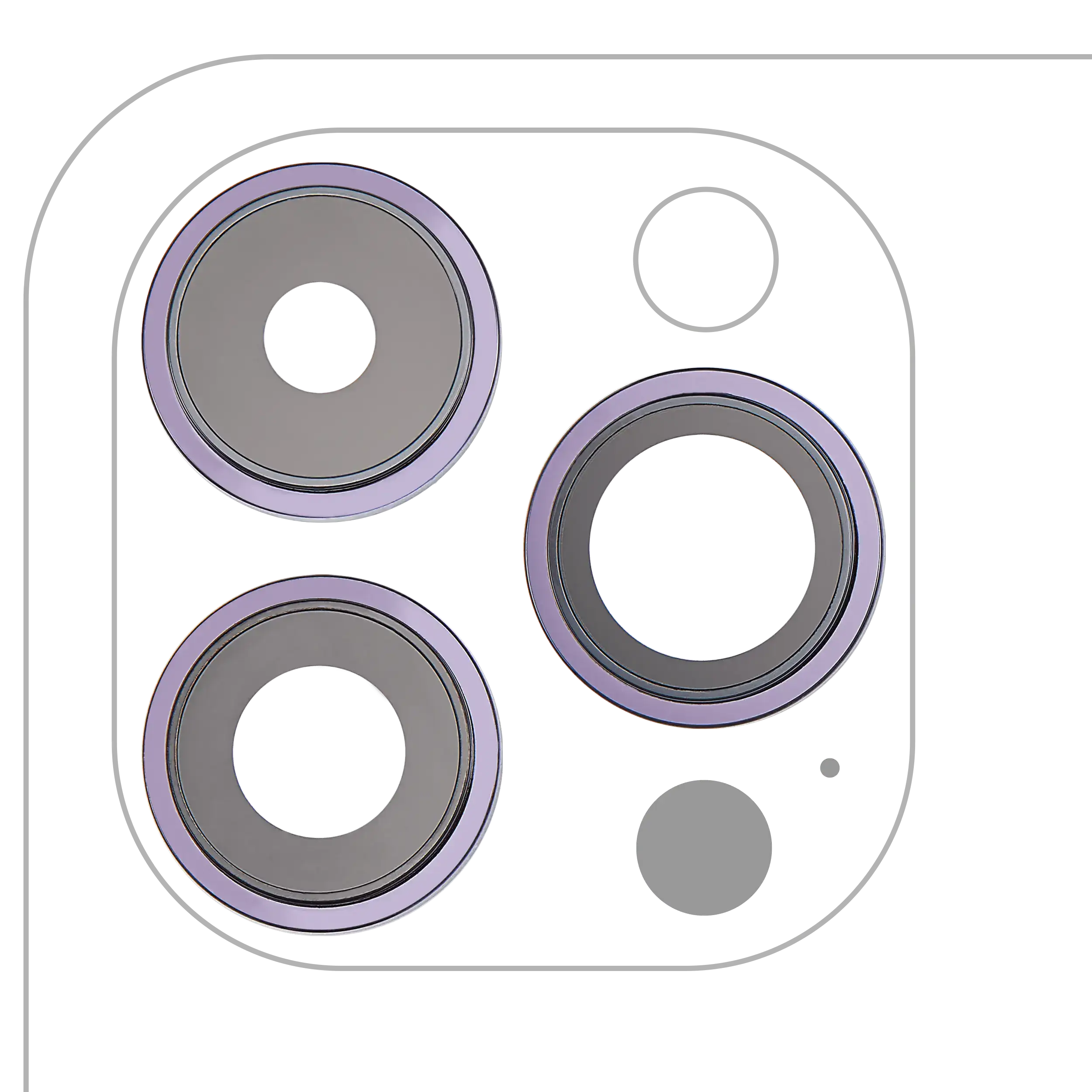 Kameralinse hinten m. Rahmen iPhone 14 Pro/Max Deep Purple 3-tlg. Aftermarket+