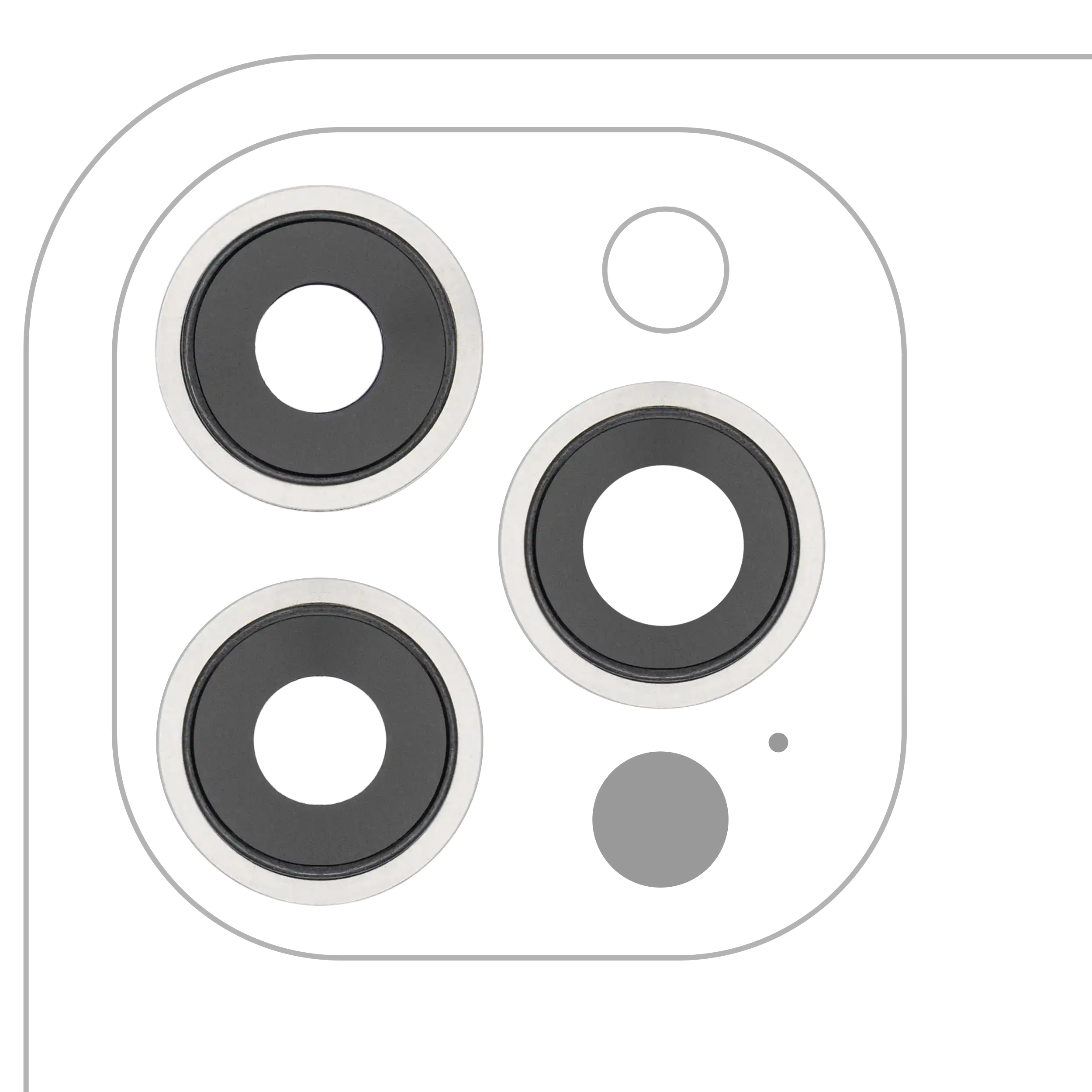 Kameralinse hinten Set mit Rahmen für iPhone 12 Pro Max, Saphir, Premium, Silber