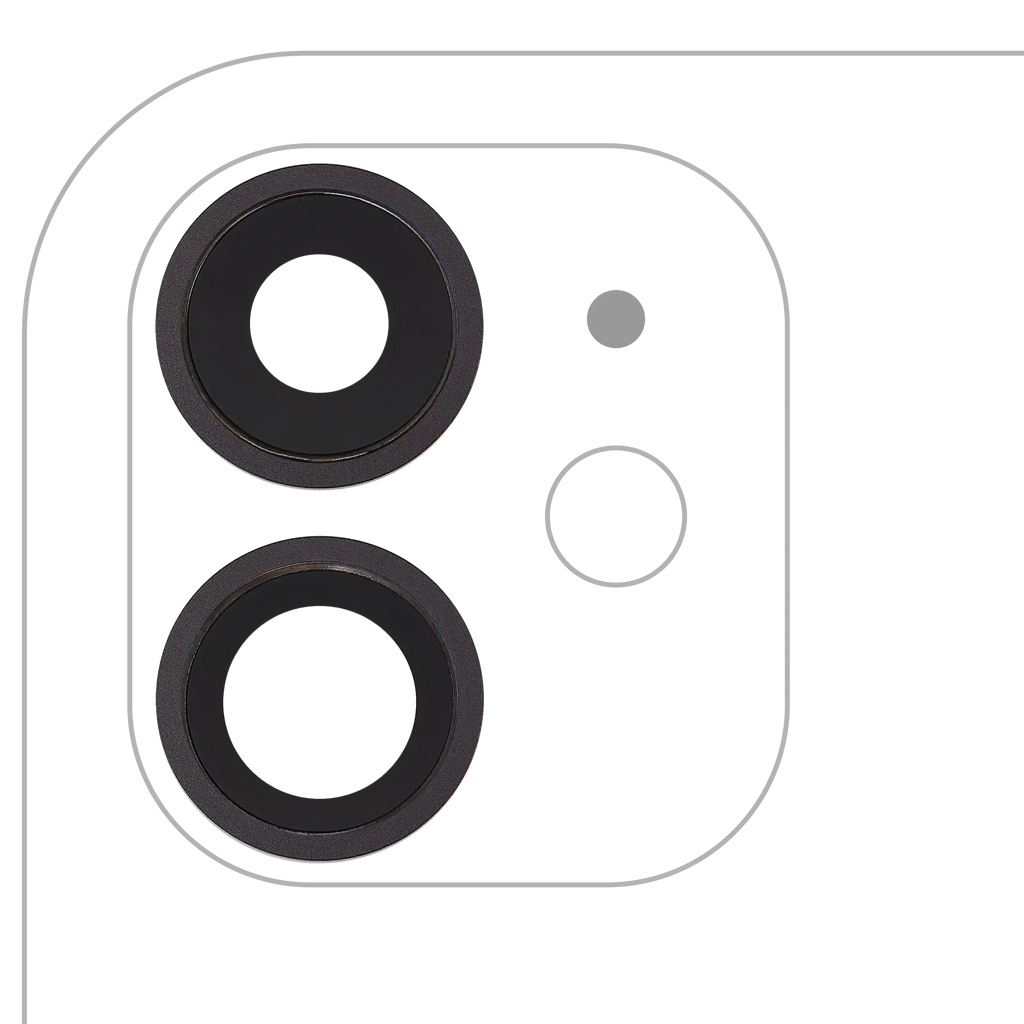 Rear camera lens with holder and aperture for iPhone 11 (2 pieces) (Aftermarket Plus) (Black)