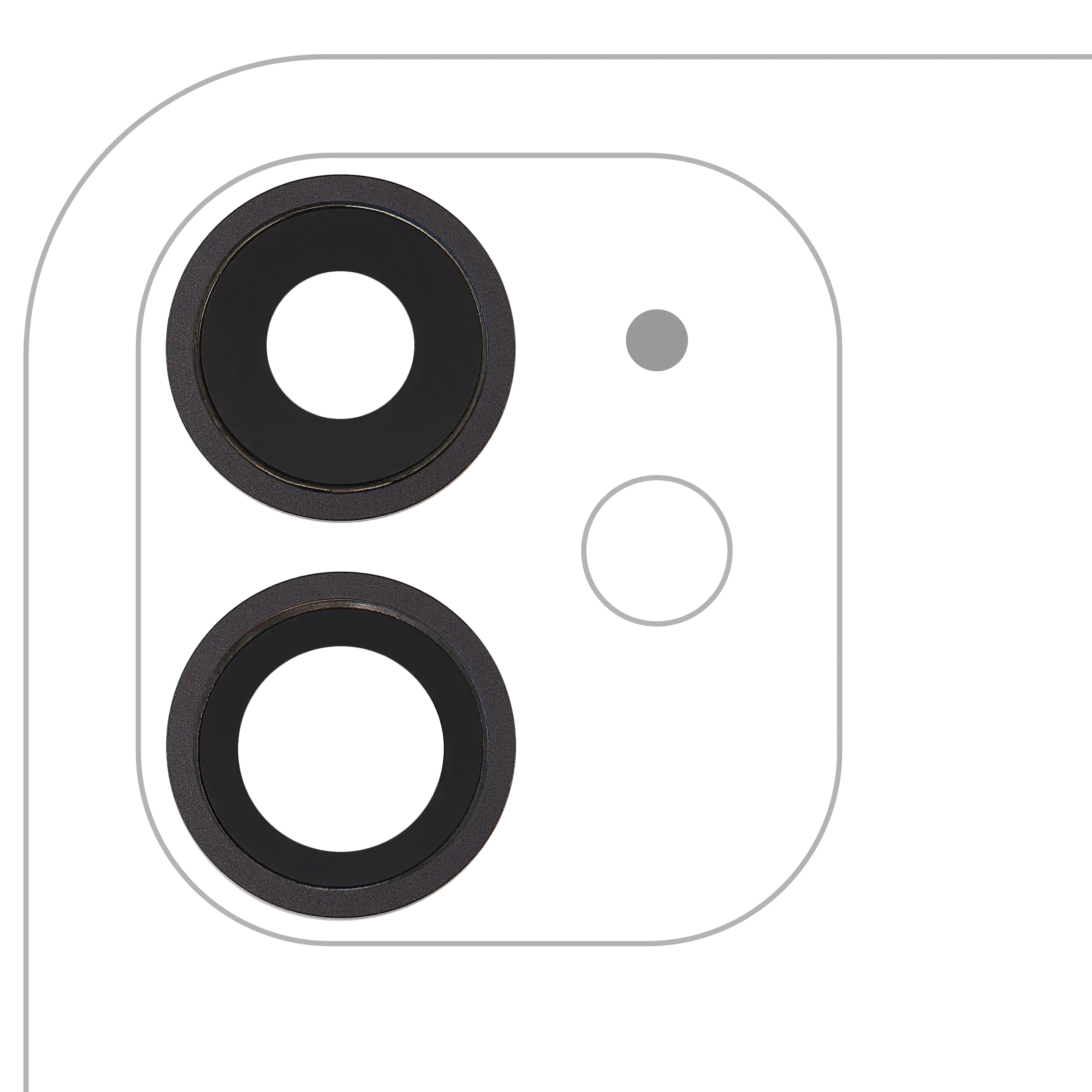 Rear camera lens with holder and aperture for iPhone 11 (2 pieces) (Aftermarket Plus) (Black)
