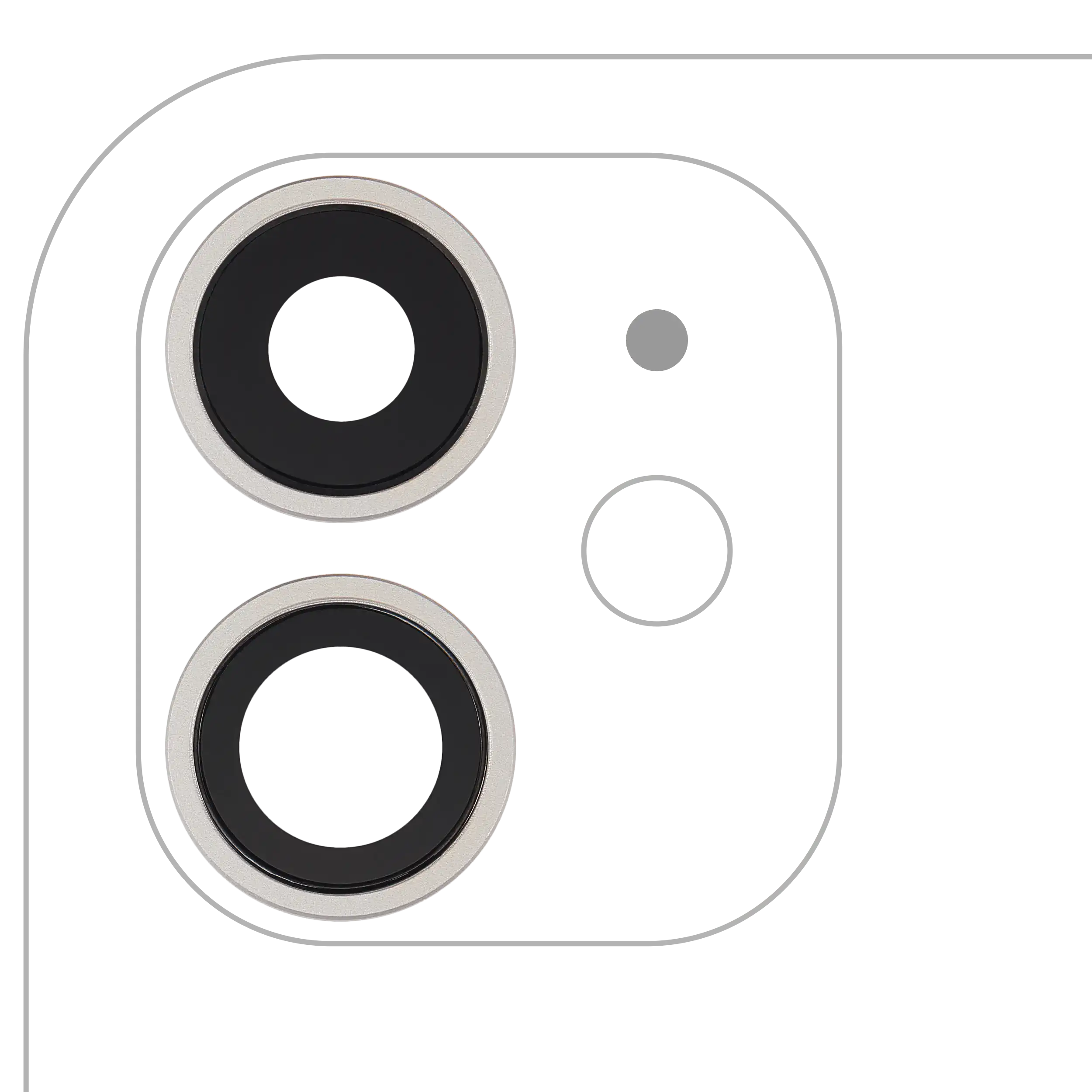 Rear Camera Lens with Holder and Frame for iPhone 11 (2 pcs) (Aftermarket Plus) (White)