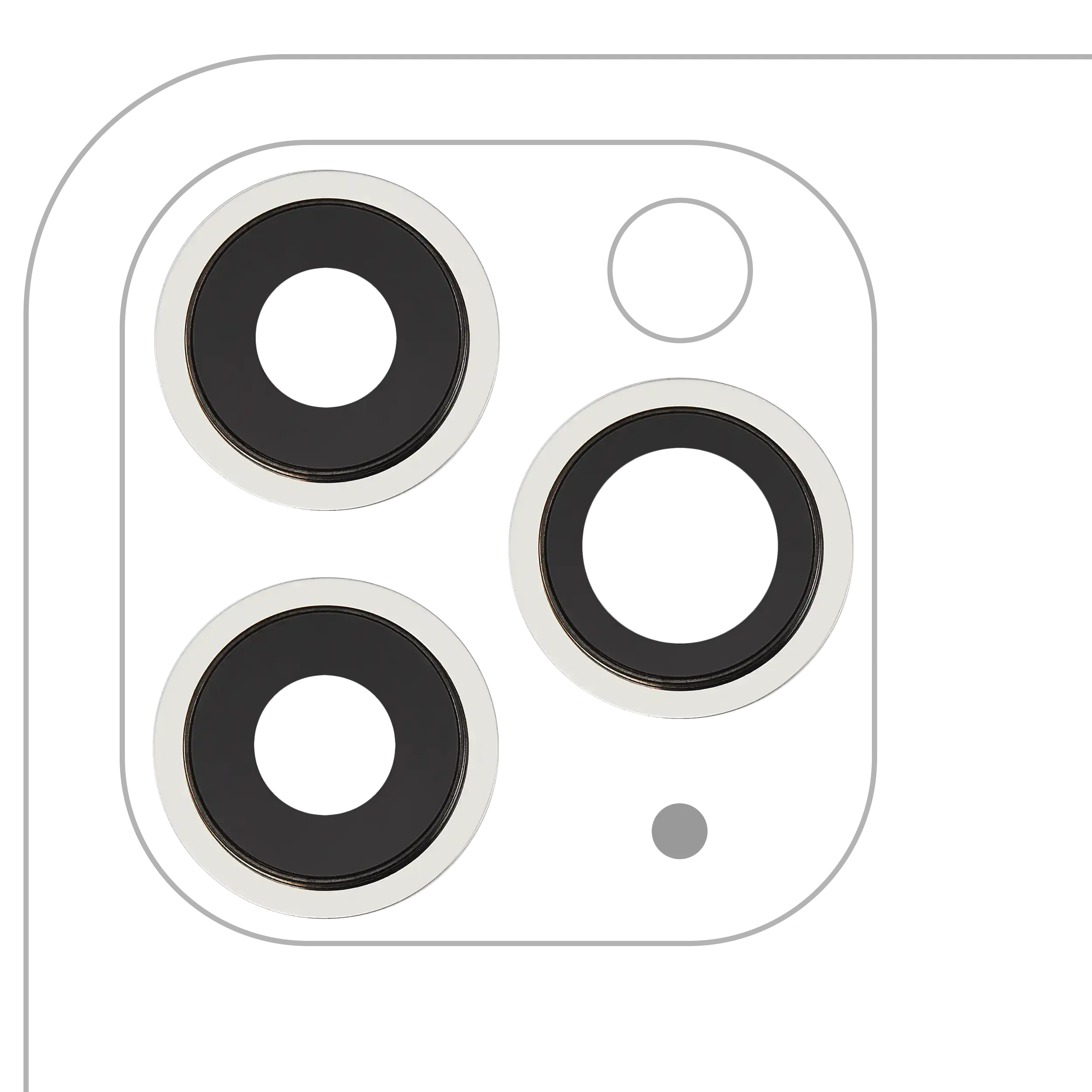 Kameralinse hinten mit Rahmen iPhone 11 Pro/Max (3er-Set) Aftermarket Plus Weiß