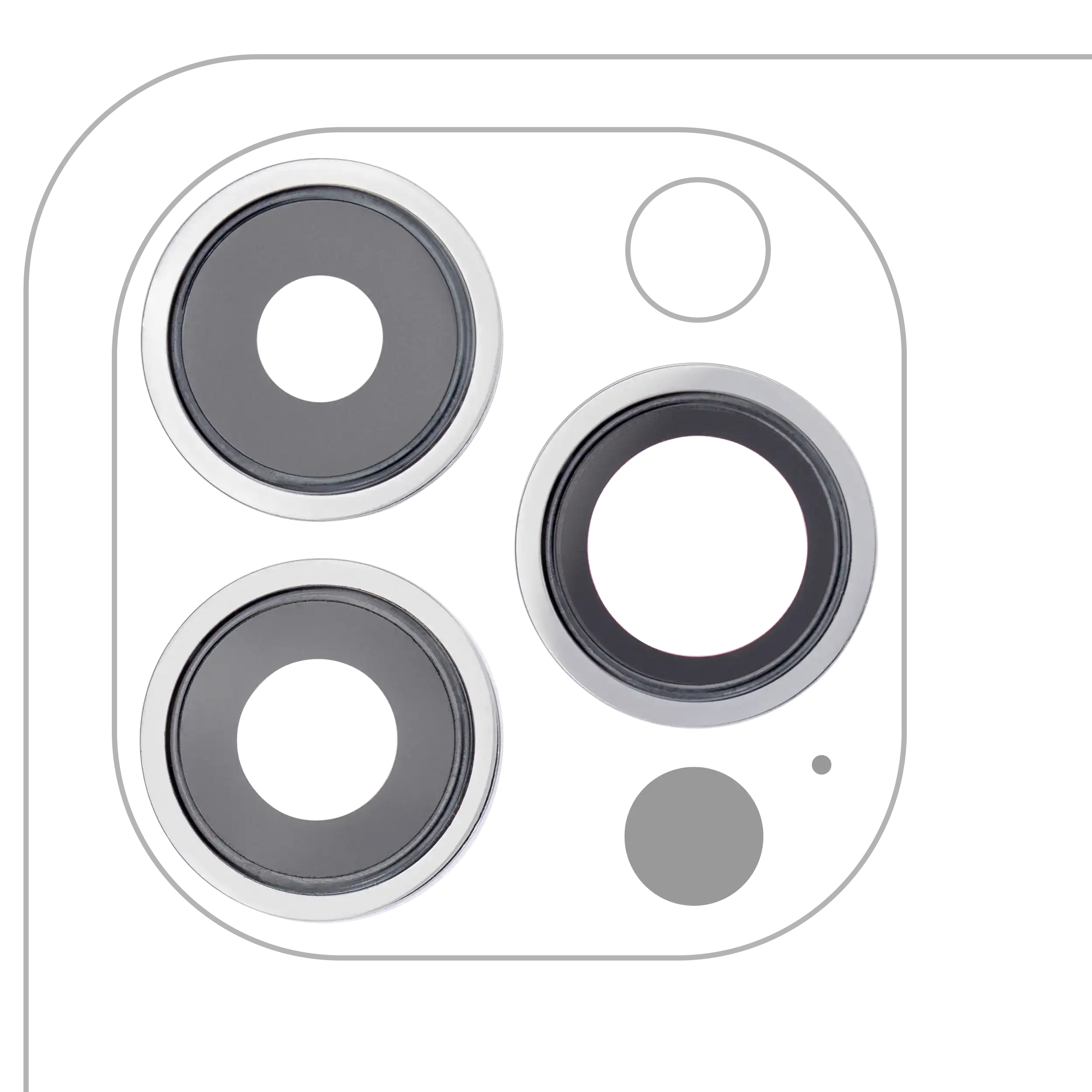 Kameralinse hinten mit Rahmen für iPhone 13 Pro/Max, Silber, Premium, Saphir