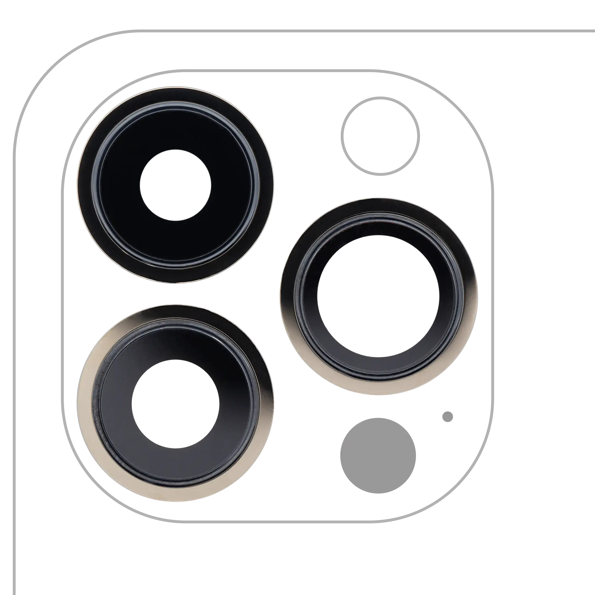 Rear Camera Lens with Holder and Frame for iPhone 13 Pro / 13 Pro Max (Gold) (Real Sapphire / Premium)