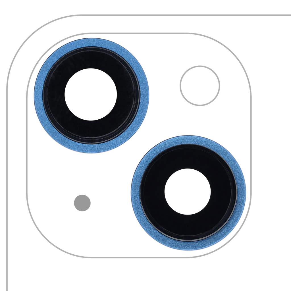Rear Camera Lens with Holder and Frame for iPhone 13 / 13 Mini (2 pcs) (Real Sapphire Glass / Premium) (Blue)
