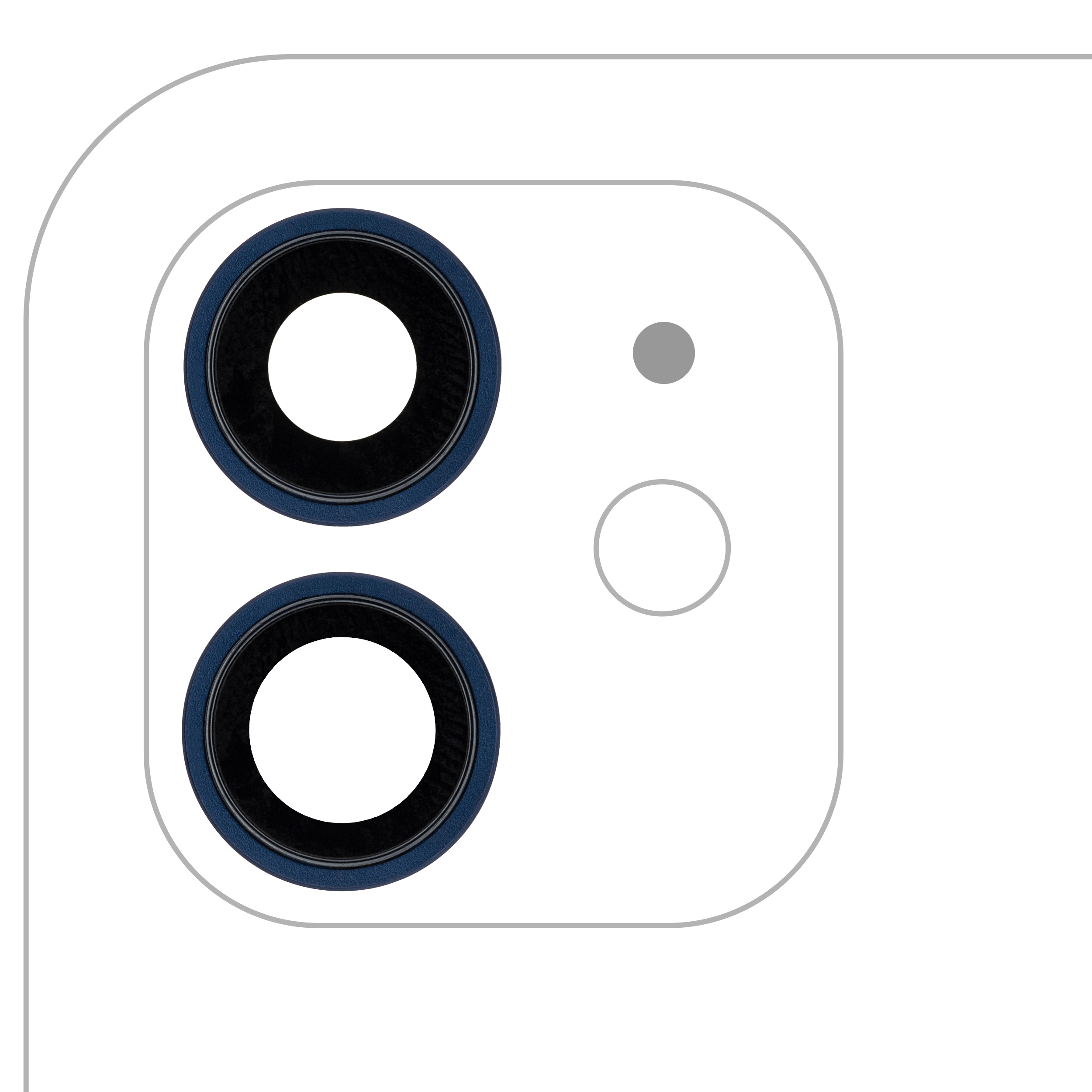 Rear Camera Lens with Holder and Frame for iPhone 12 / 12 Mini (Aftermarket Plus) (Blue) (10-Pack)