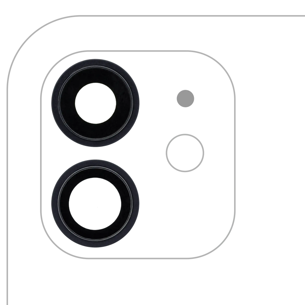 Rear Camera Lens with Holder and Frame for iPhone 12 / 12 Mini (Aftermarket Plus) (Black) (10-Pack)