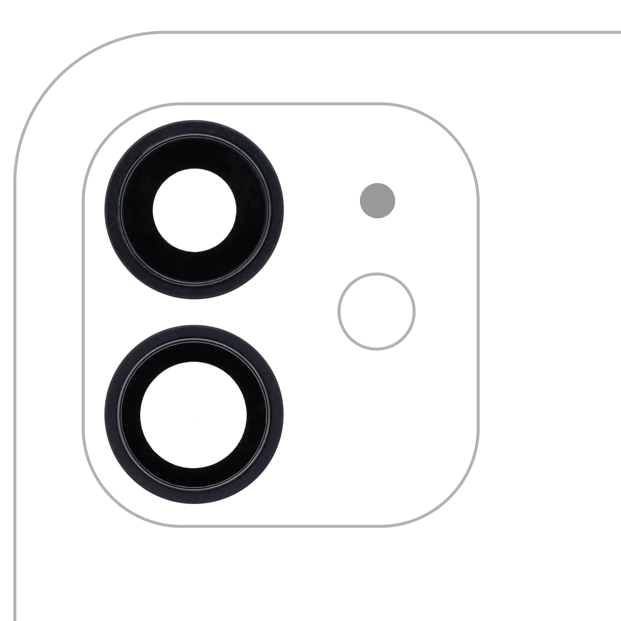 Rear Camera Lens with Holder and Frame for iPhone 12 / 12 Mini (Aftermarket Plus) (Black) (10-Pack)