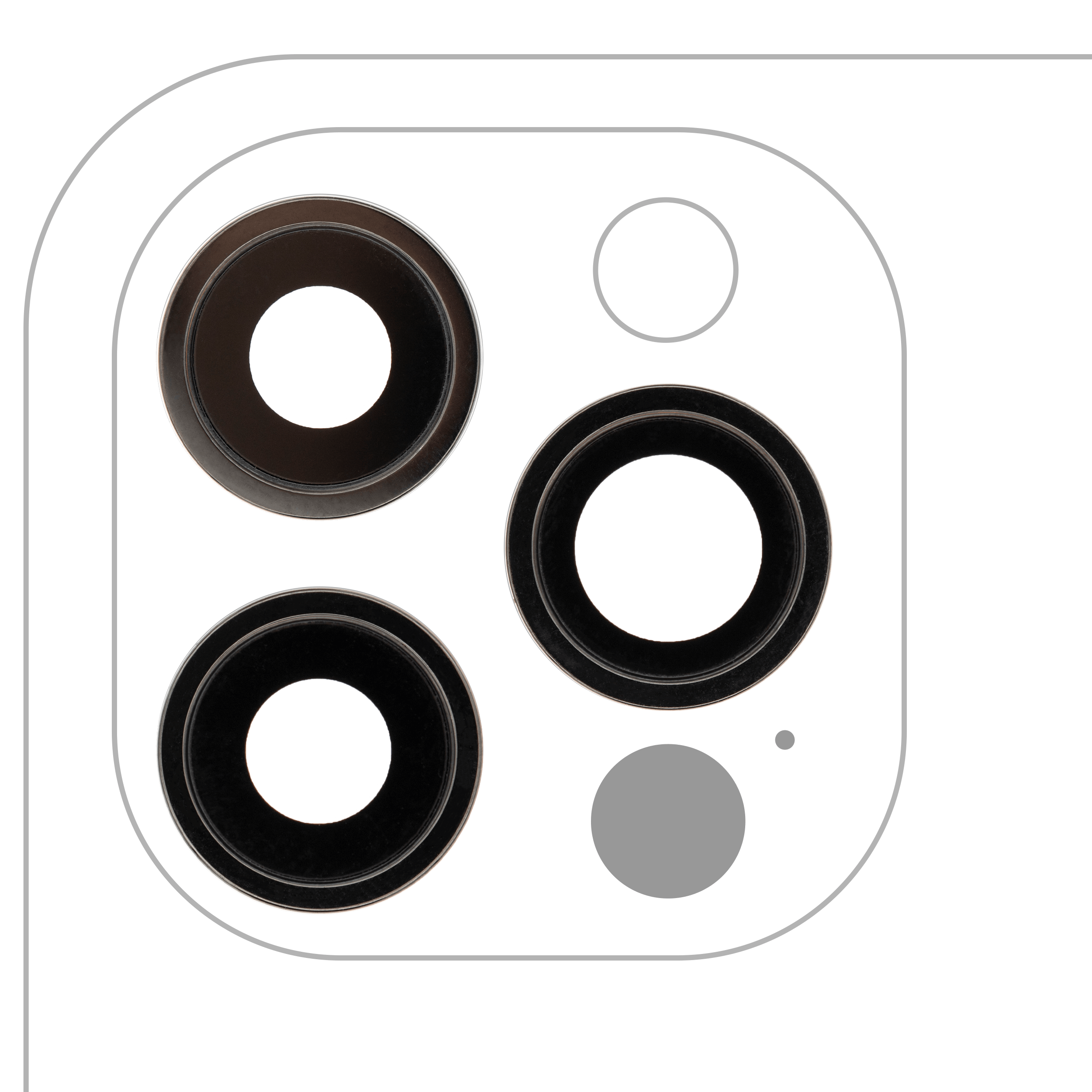 Rear Camera Lens with Holder and Frame for iPhone 12 Pro (3-piece set) (Aftermarket Plus) (Graphite)