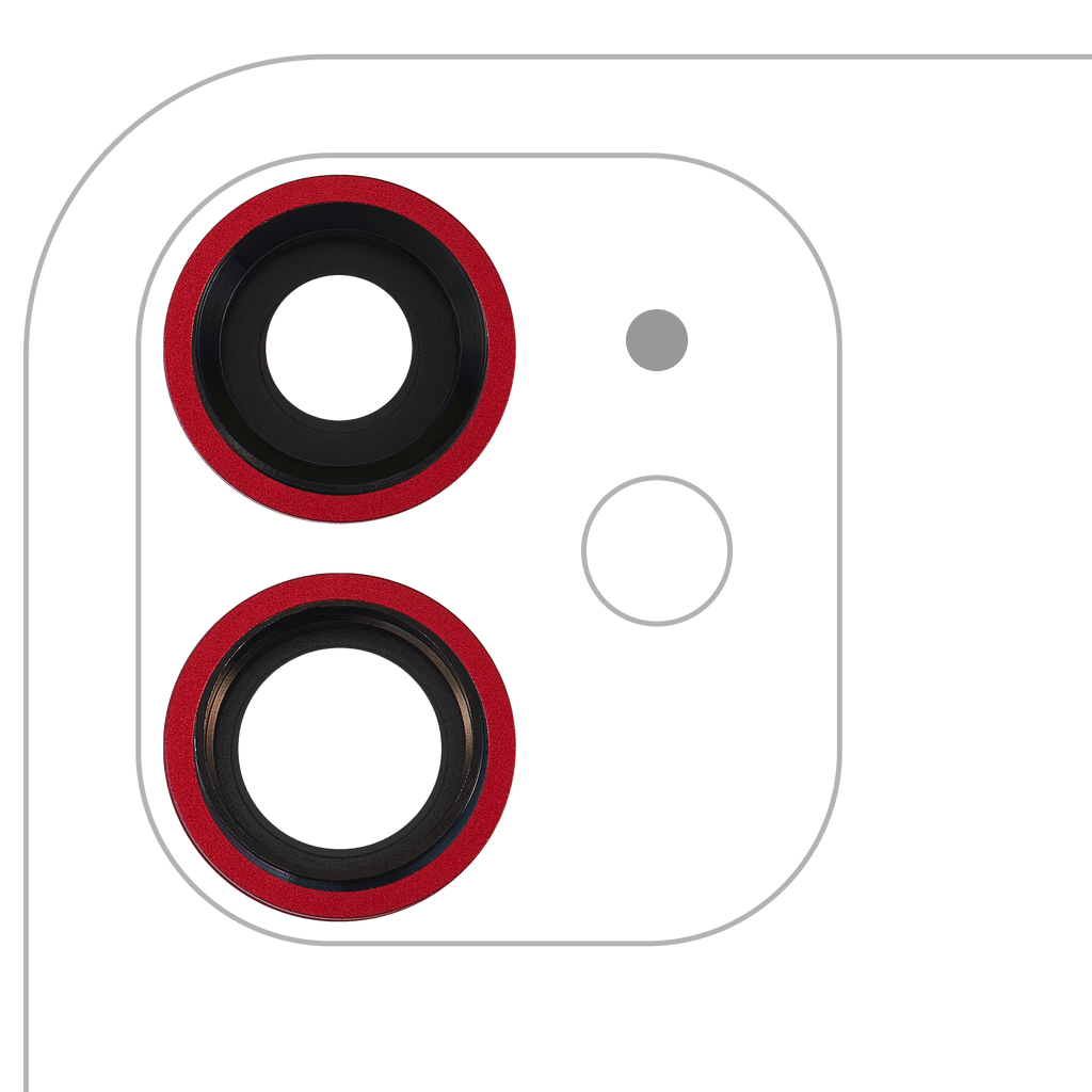 Kameralinse hinten mit Halterung & Rahmen iPhone 11 2 Stk Saphirglas Premium Rot