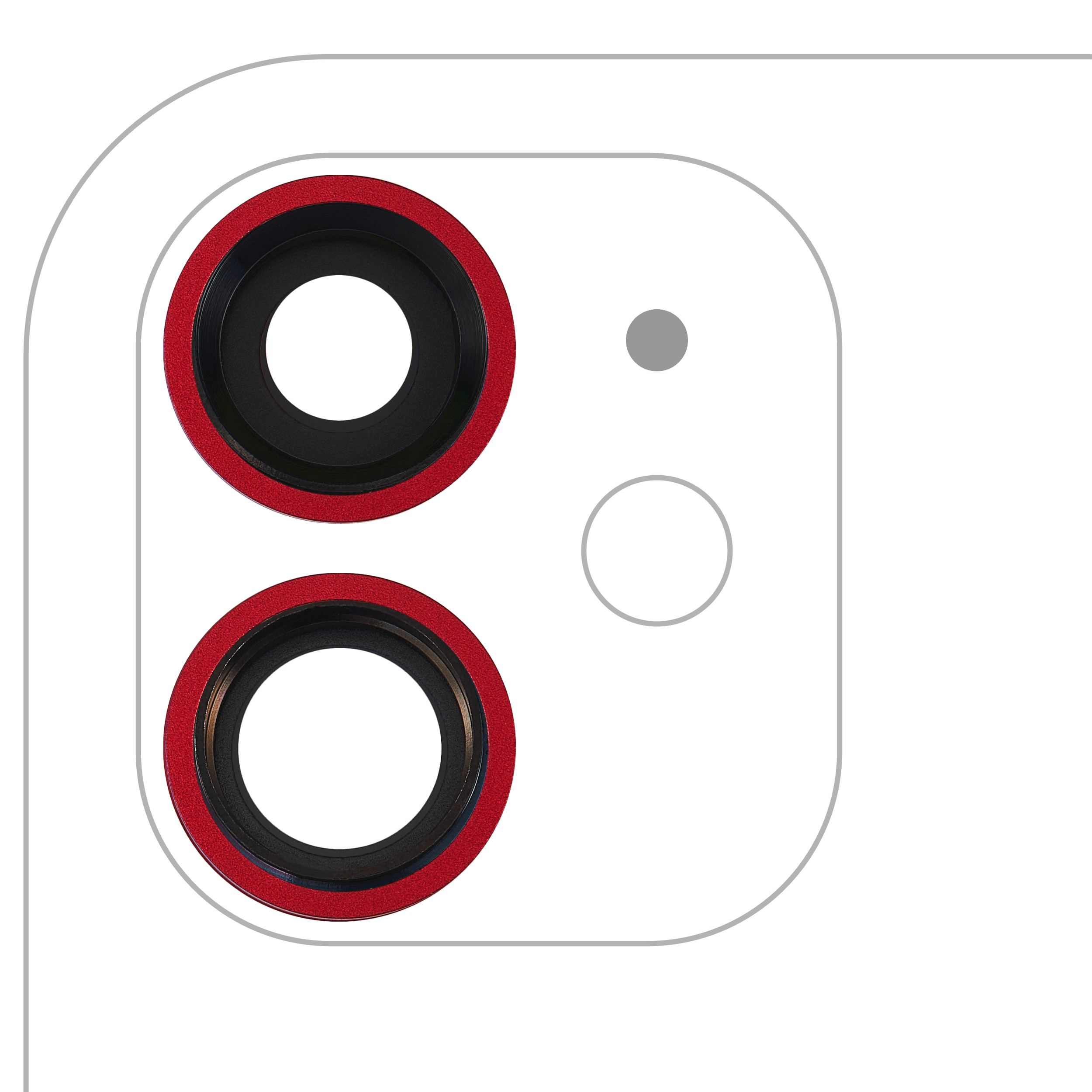 Kameralinse hinten mit Halterung & Rahmen iPhone 11 2 Stk Saphirglas Premium Rot