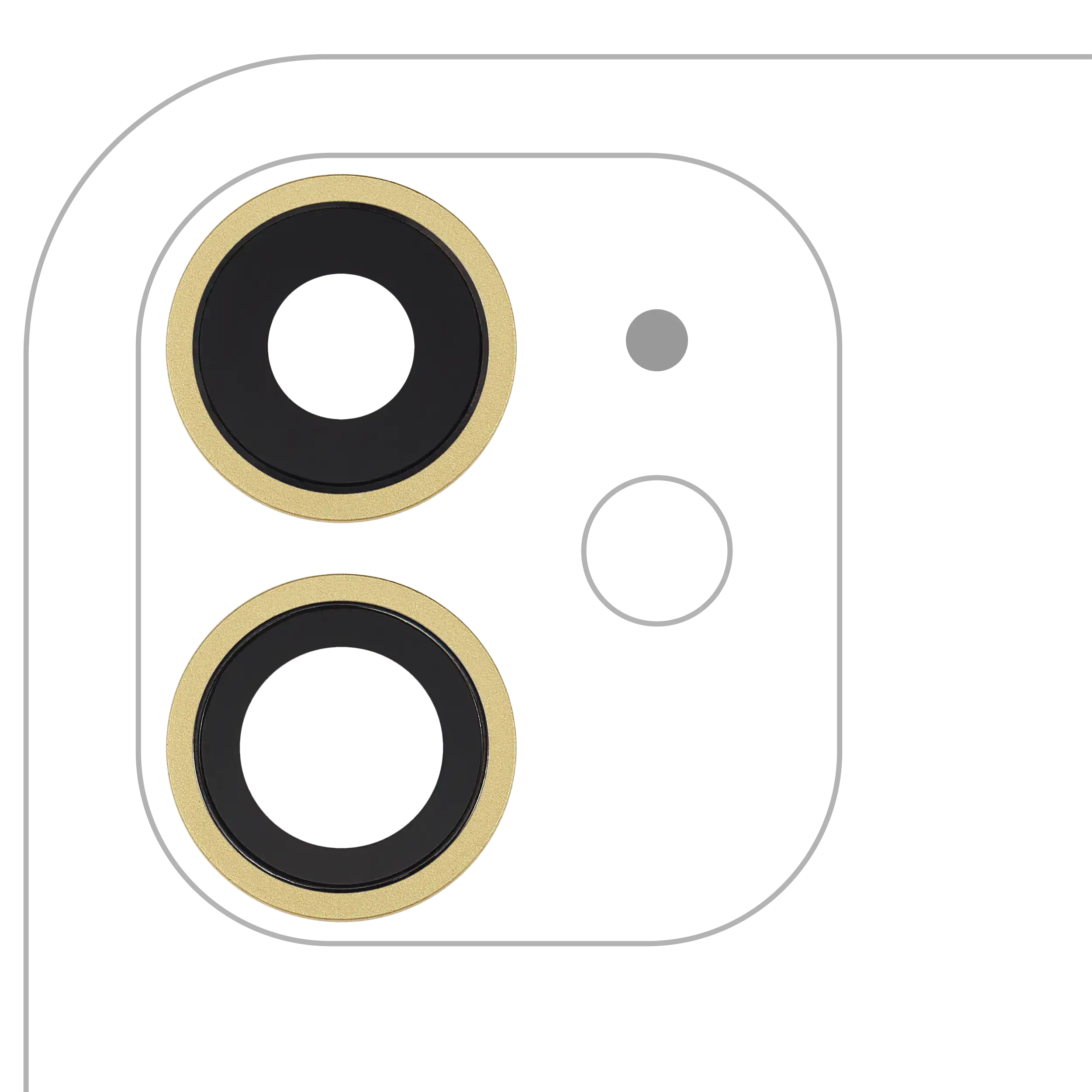 2x Kameralinse hinten + Halterung + Bezel für iPhone 11, Echt Saphir Premium, Ge