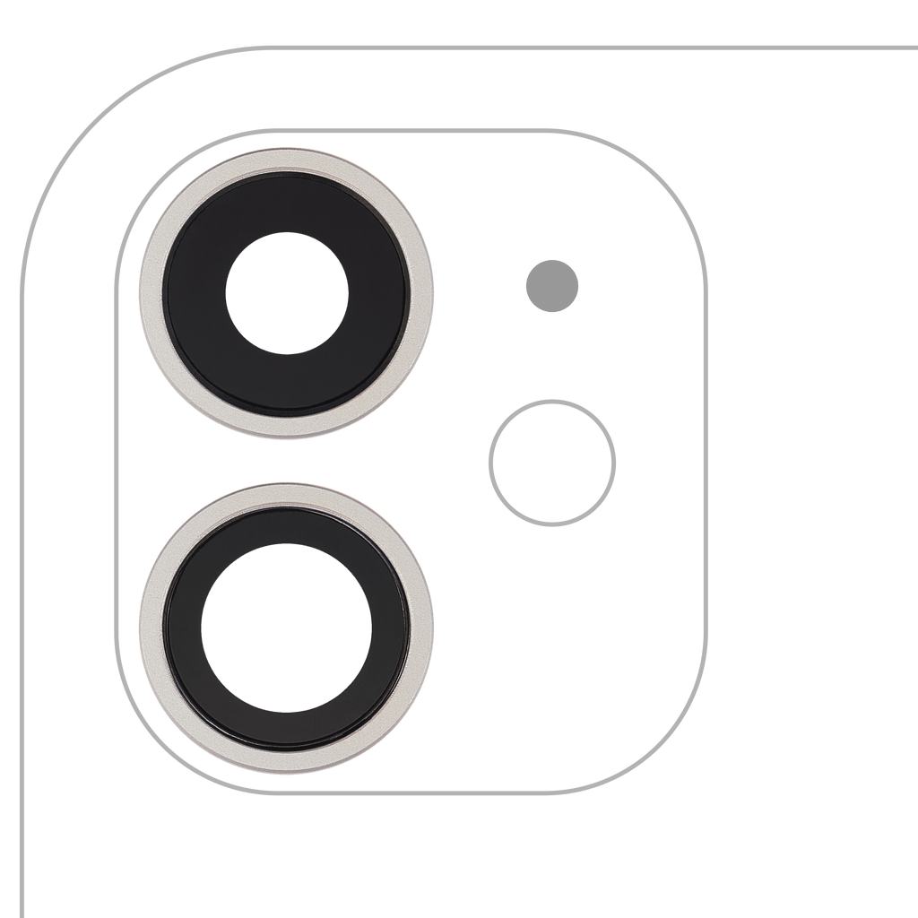 2x Kameralinse hinten mit Halterung+Rahmen für iPhone 11 - Saphir Premium Weiß