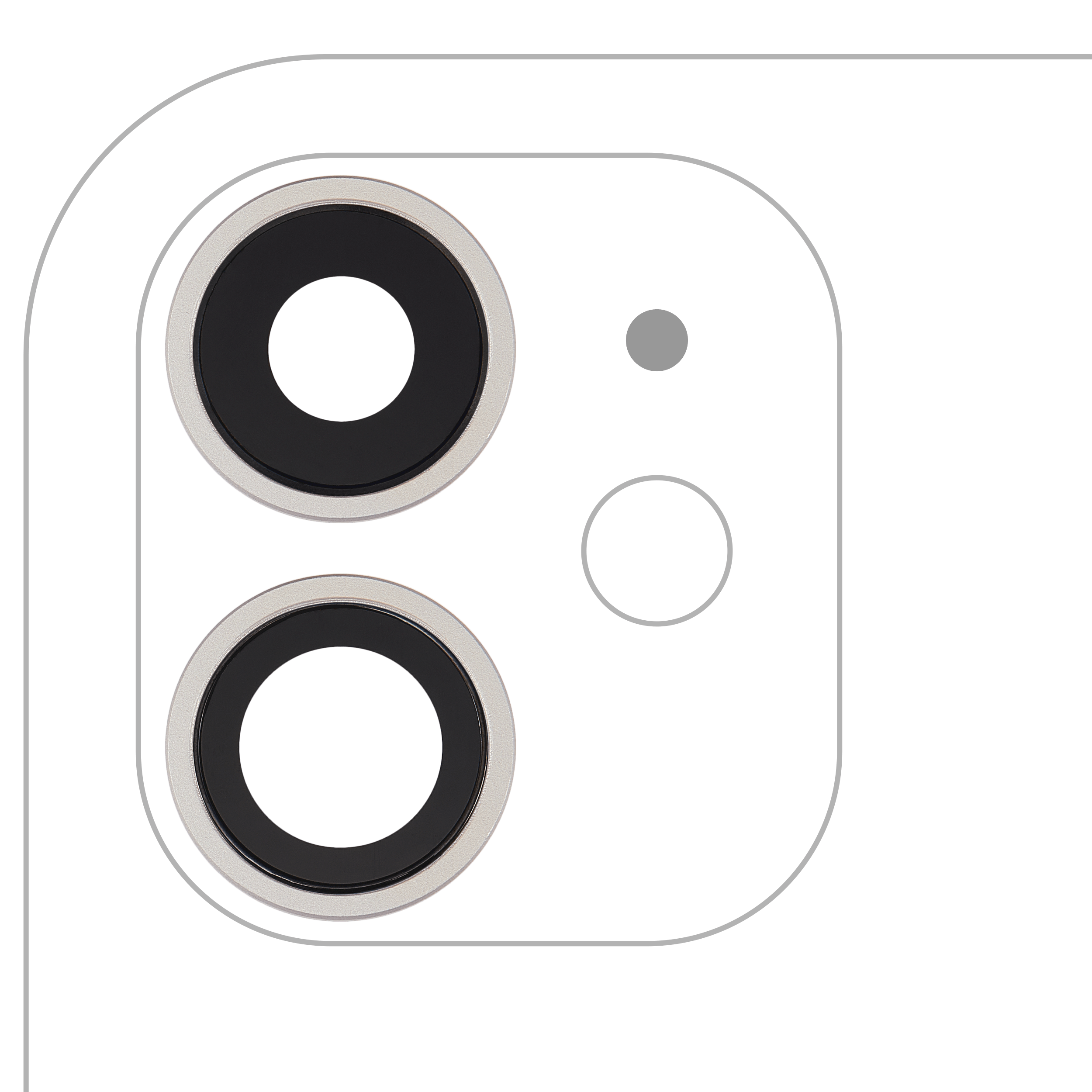2x Kameralinse hinten mit Halterung+Rahmen für iPhone 11 - Saphir Premium Weiß