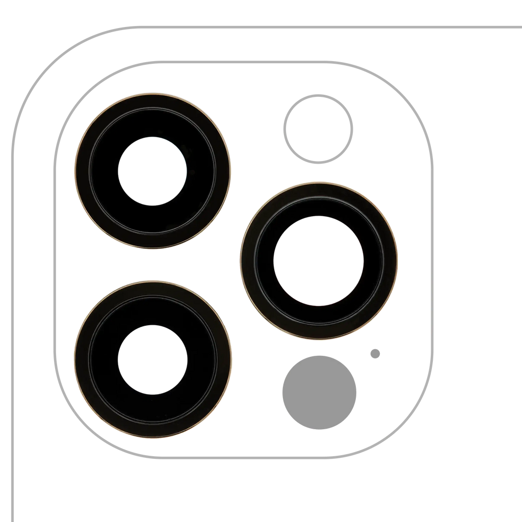 Kameralinse hinten mit Halterung & Rahmen für iPhone 12 Pro, Saphir, Gold, Premi