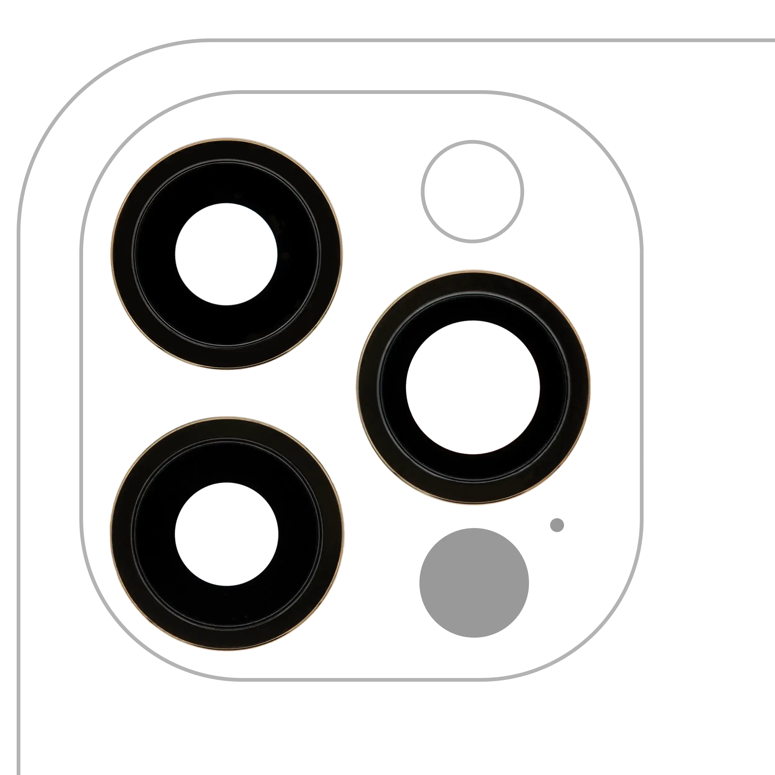 Kameralinse hinten mit Halterung & Rahmen für iPhone 12 Pro, Saphir, Gold, Premi