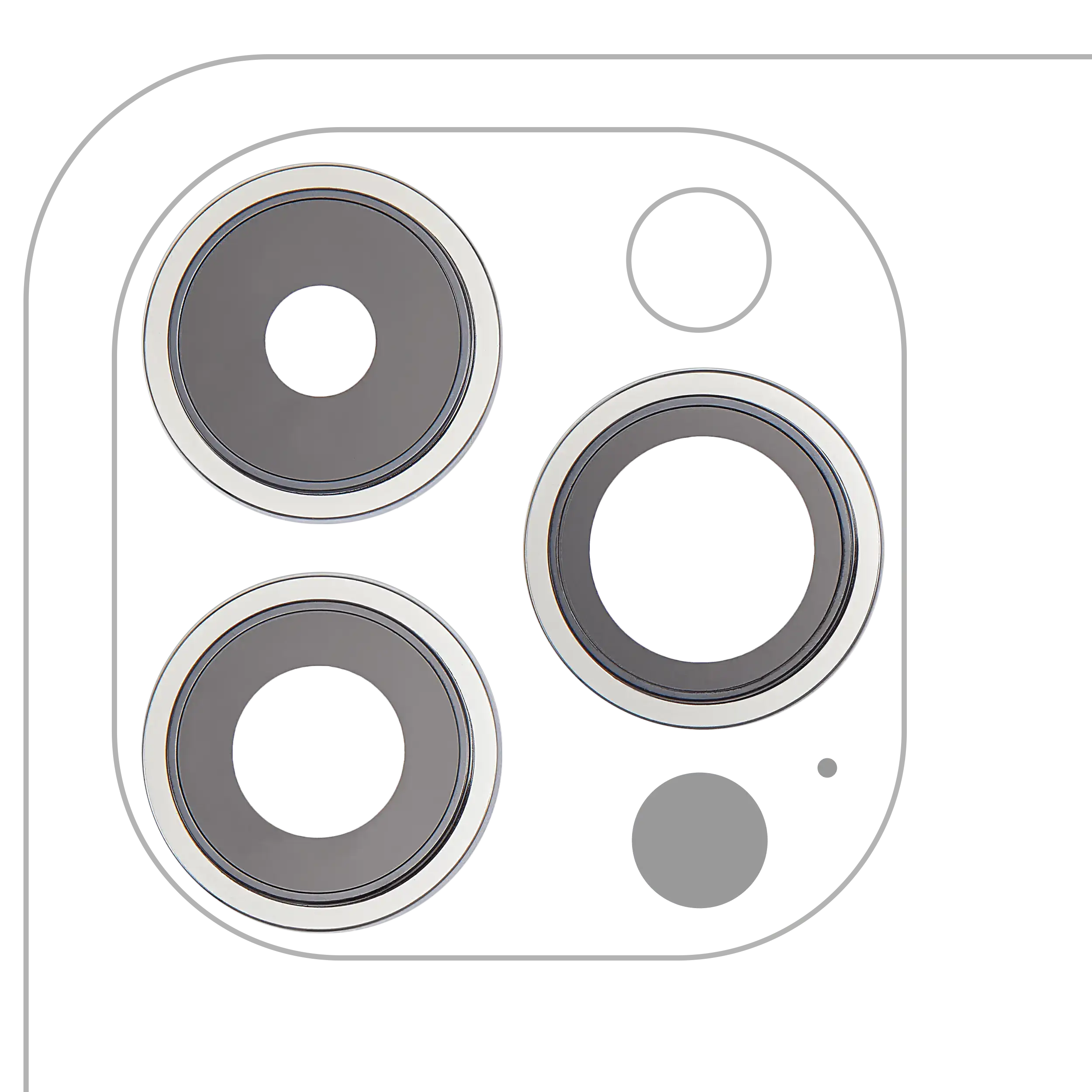 Rear Camera Lens with Holder and Bezel for iPhone 14 Pro / 14 Pro Max (Silver) (3-piece set) (Premium)