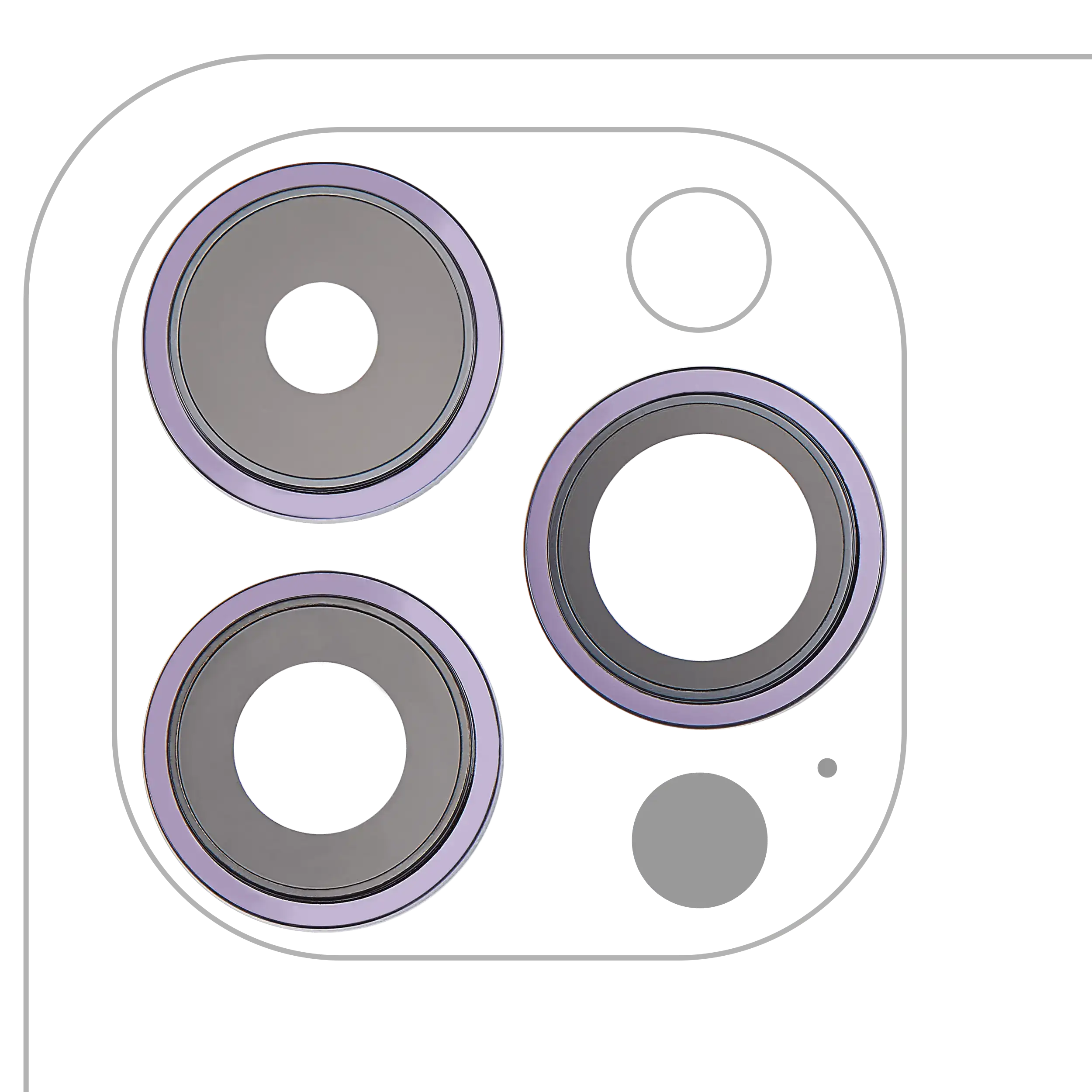 Kameralinse hinten mit Rahmen für iPhone 14 Pro/Max (Deep Purple) Premium 3-teil