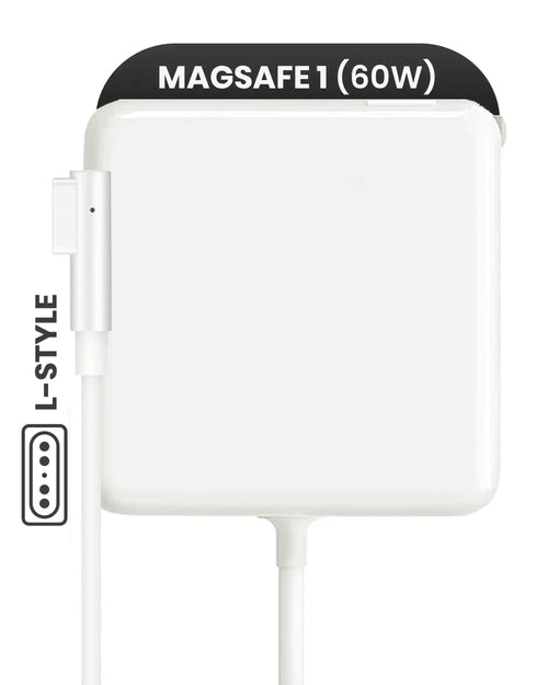60W MagSafe 1 Power Adapter with Cable (L-shaped) for MacBook (Used OEM, Grade A) (Bulk Packaging)