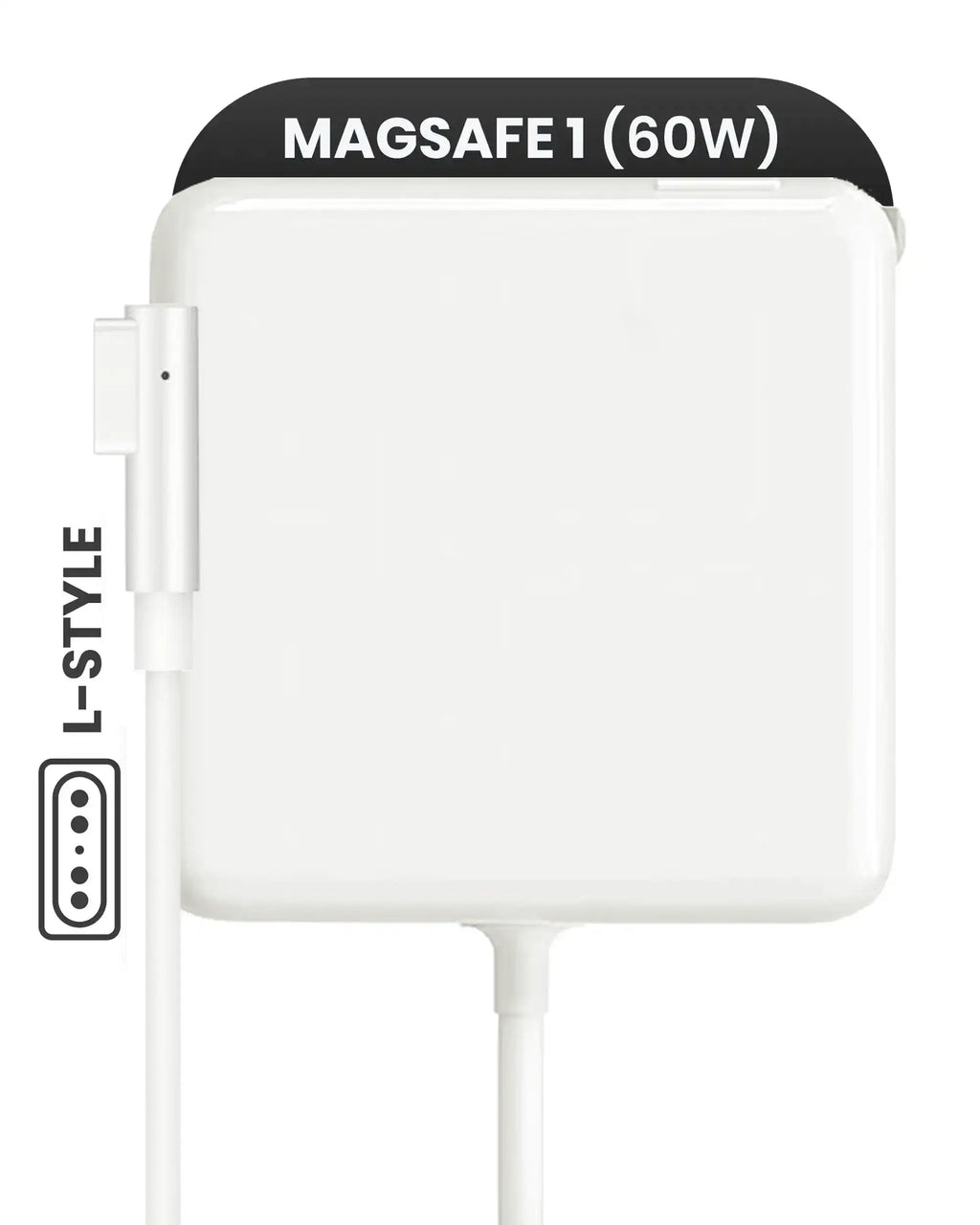60W MagSafe 1 Power Adapter with L-Style Cable for MacBook (Used OEM Part, Grade A/B, Bulk Packaging)