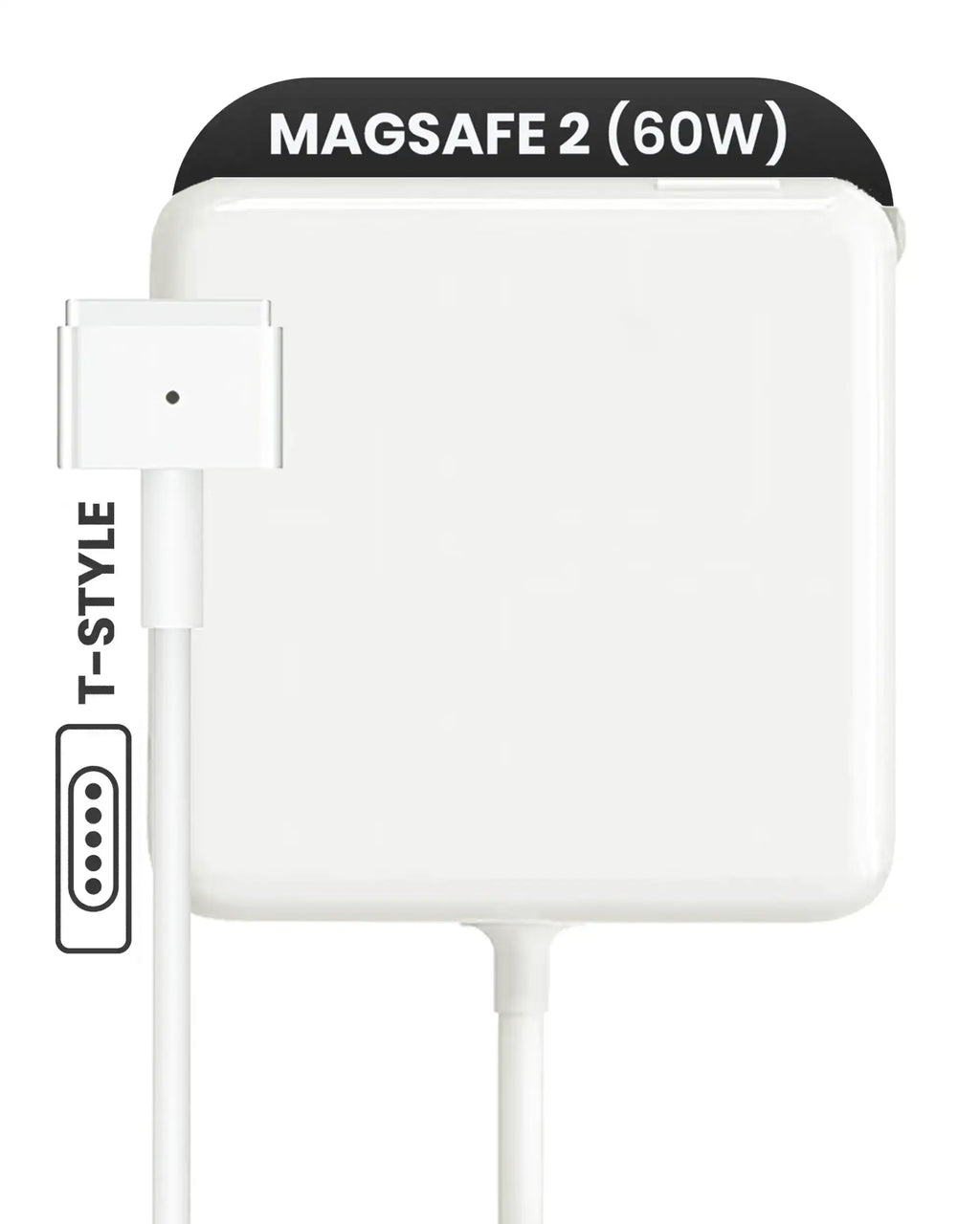 60W MagSafe 2 Power Adapter with Cable (T-Style) for MacBook (used OEM removal, A/B quality) (bulk packaging)