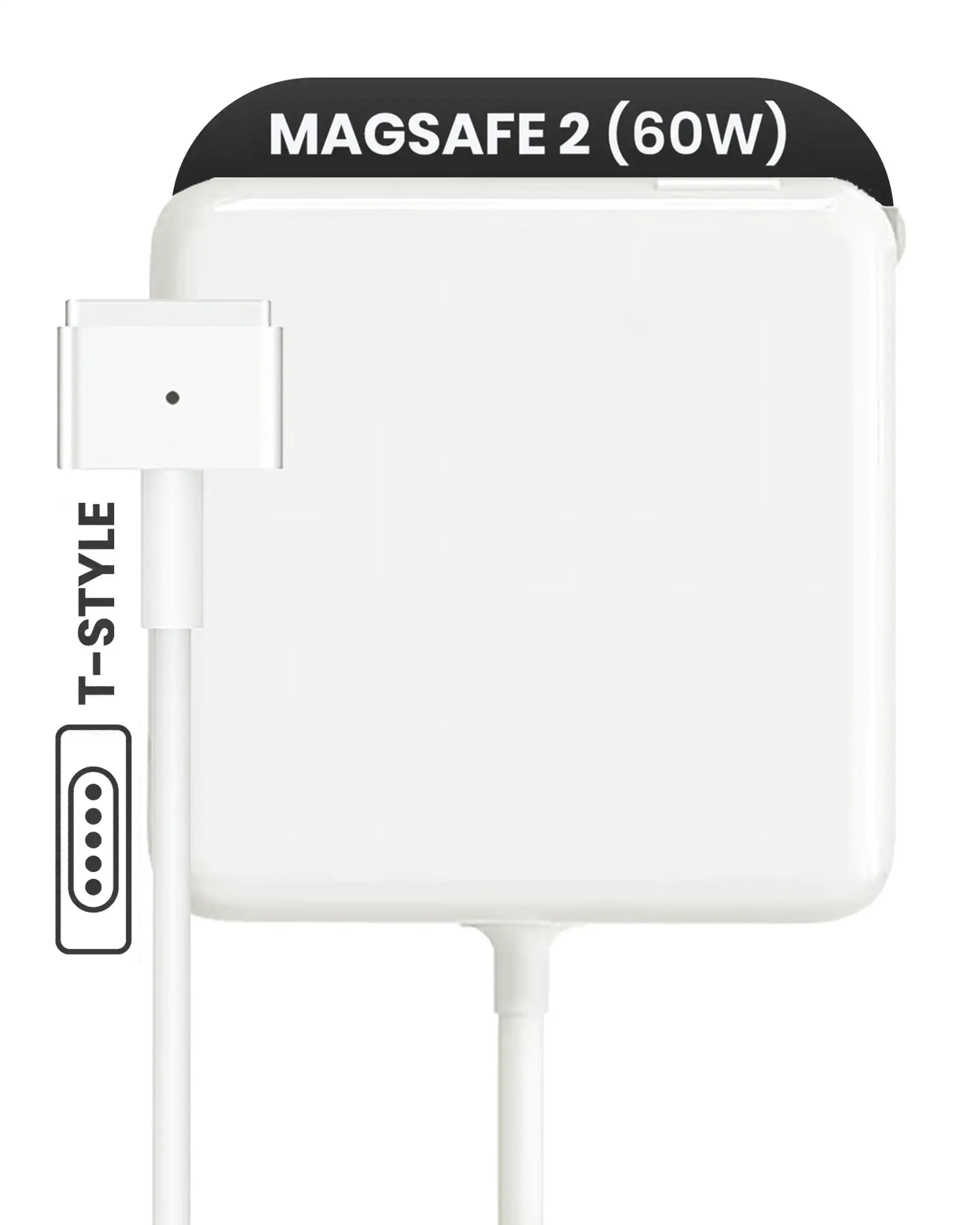 60W MagSafe 2 Power Adapter with Cable (T-Style) for MacBook (used OEM removal, A/B quality) (bulk packaging)