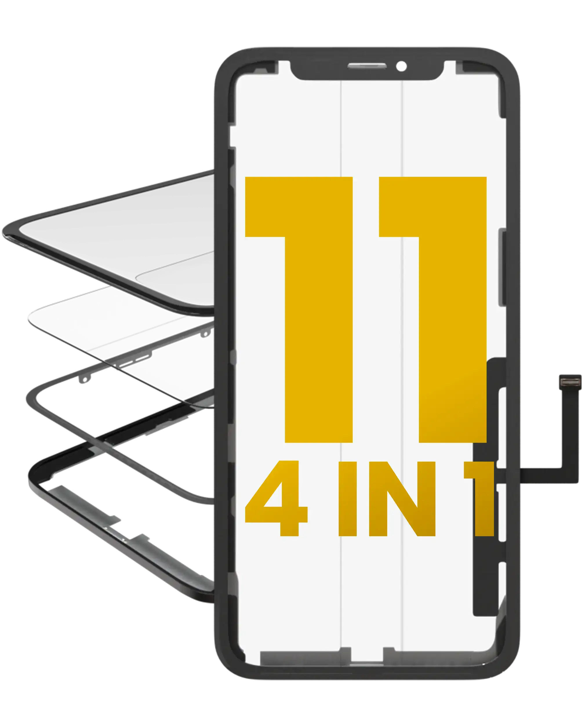 iPhone 11 4-in-1 Display Reparaturset (Glas+OCA, Rahmen, Digitizer)