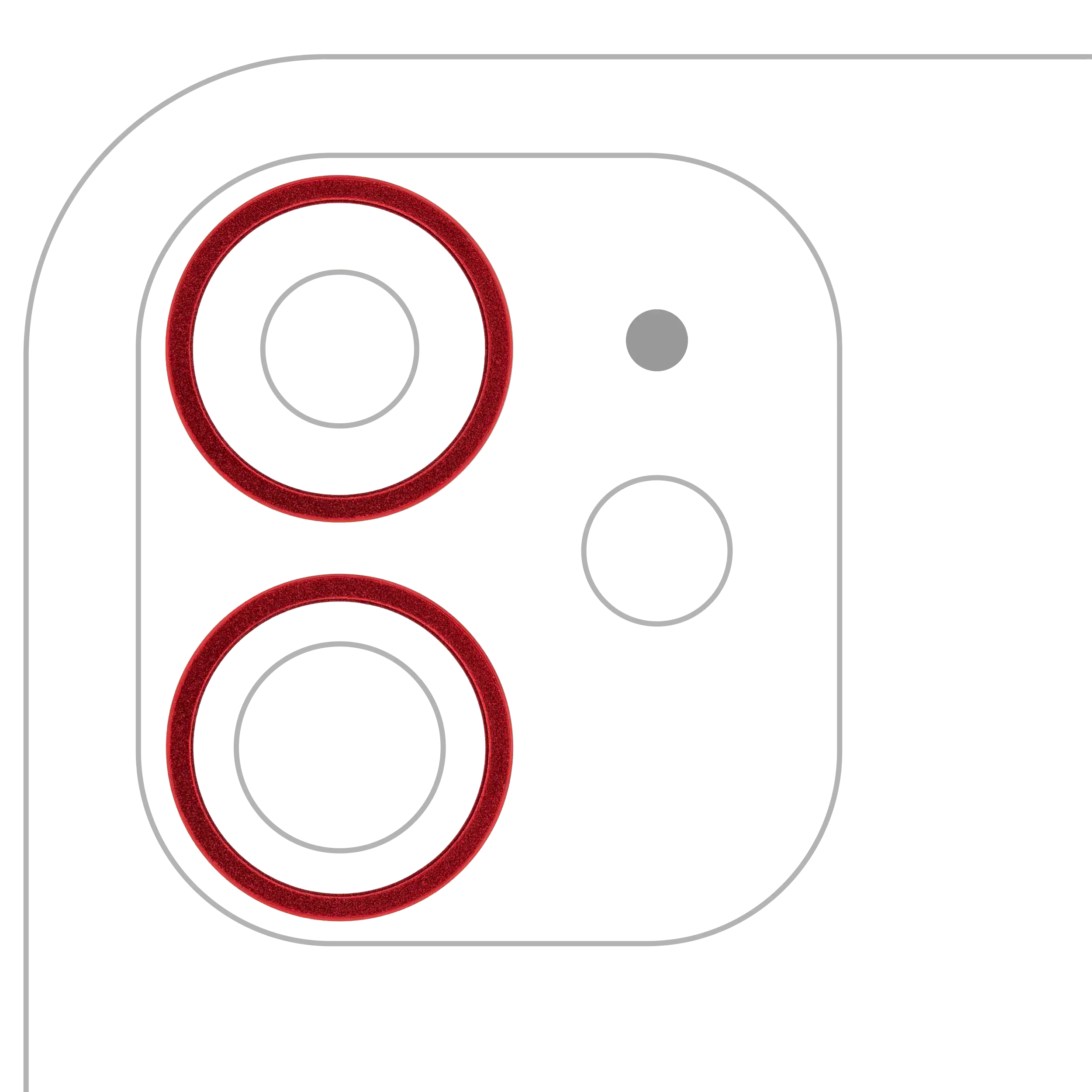 Rückkamera-Schutzring für iPhone 11 / 12 / 12 Mini (Rot) (2er-Set, 10er-Pack)